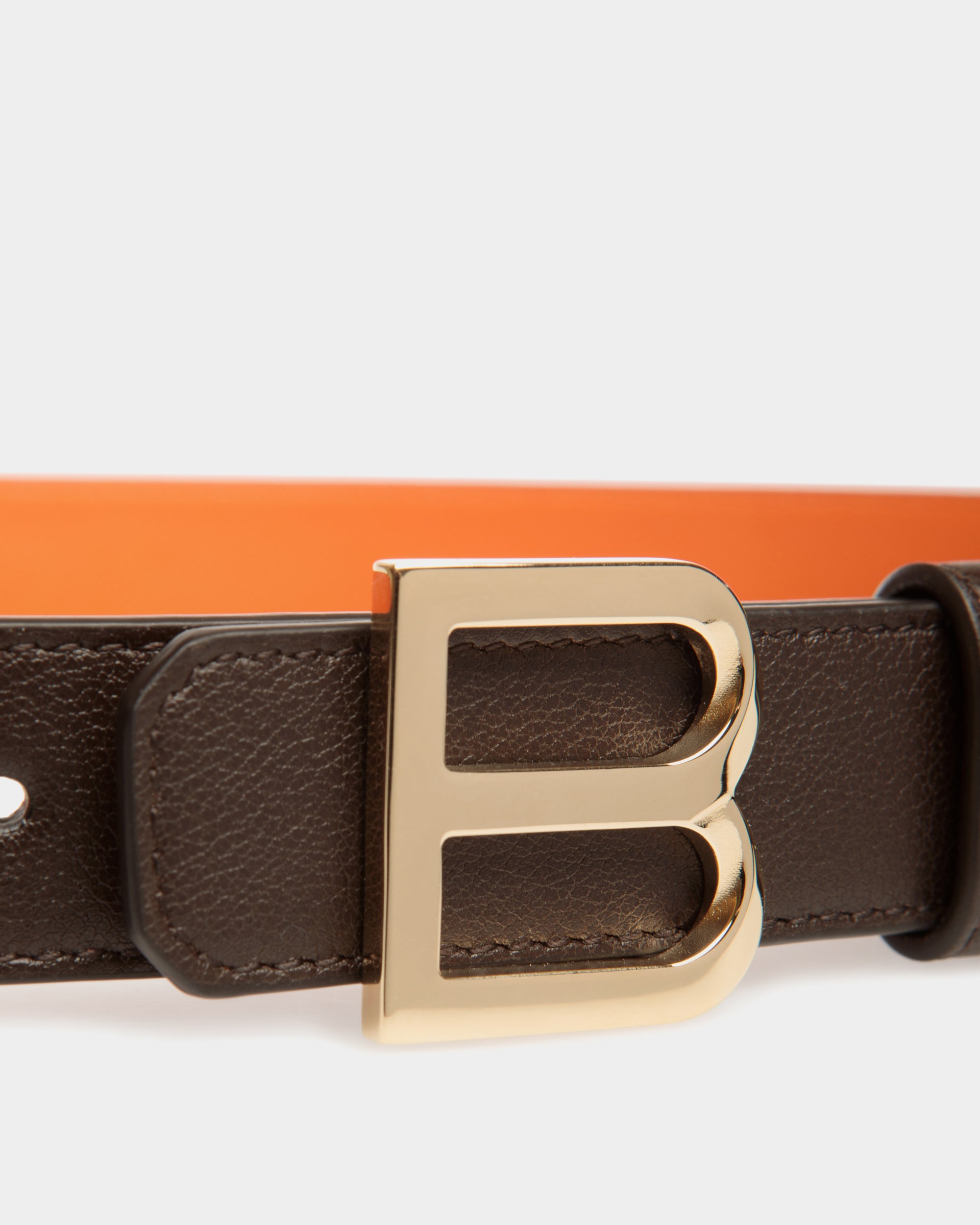 B Twist 25 Mm Wendegürtel Aus Leder In Ebenholzschwarz Und Koi Orange - Damen - Bally - 04