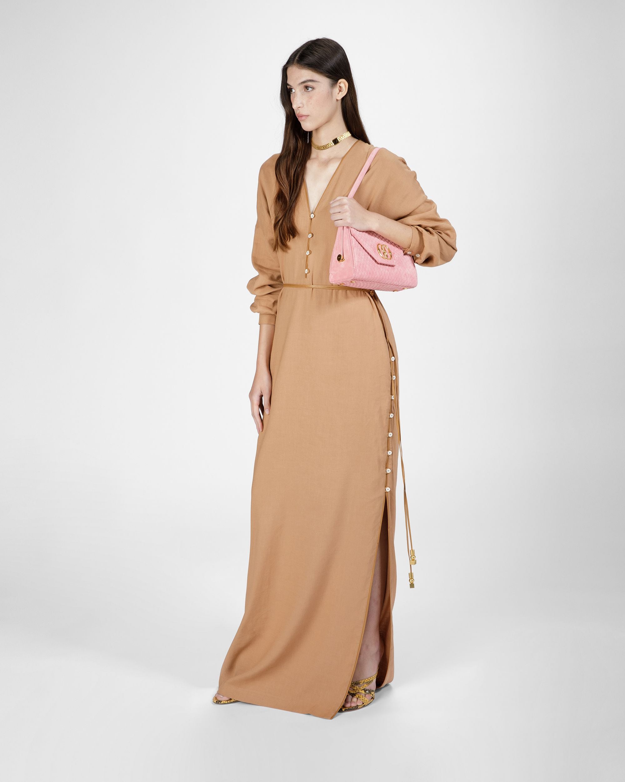 Langärmeliges Maxikleid Aus Leinen In Desert - Damen - Bally - 04