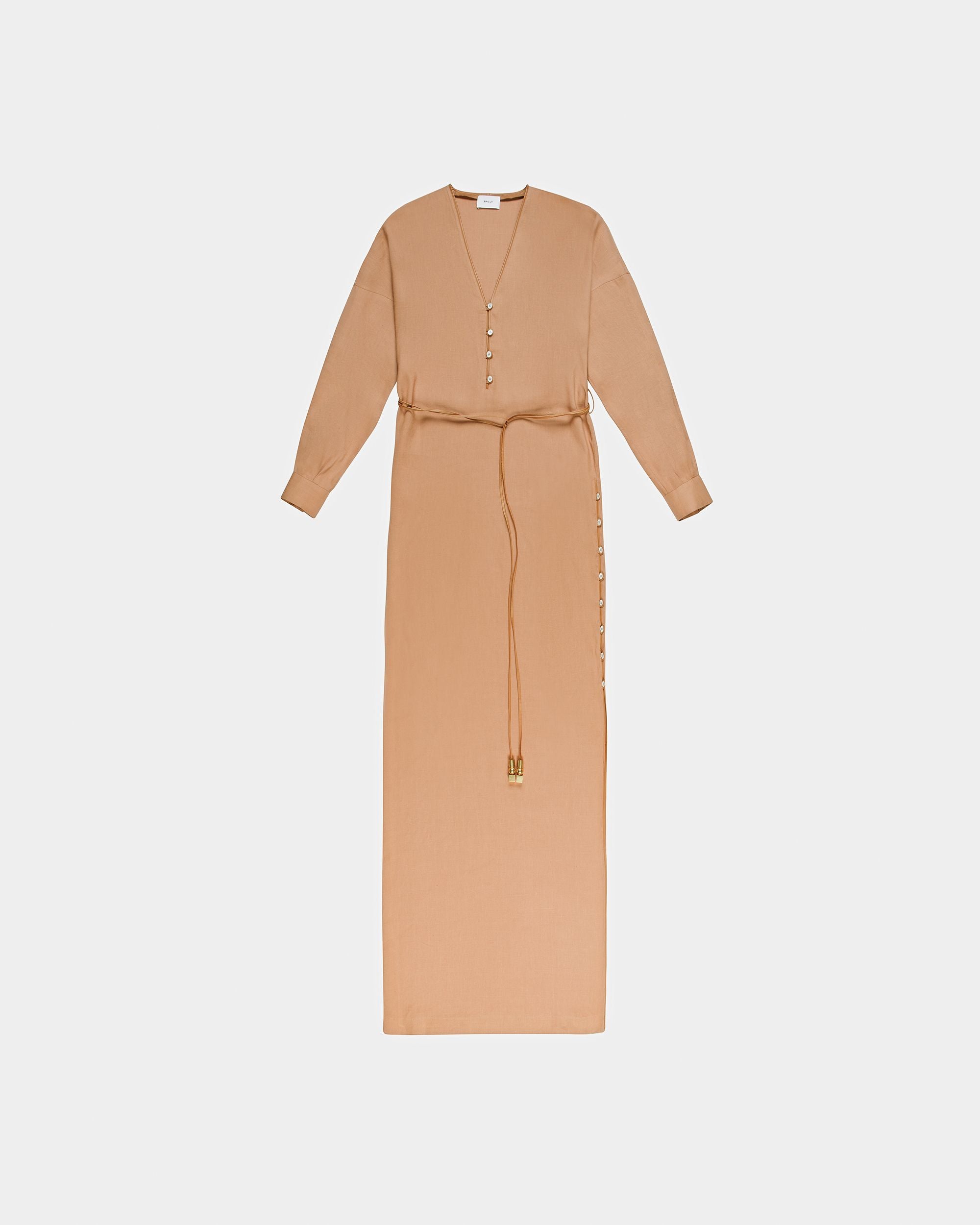 Langärmeliges Maxikleid Aus Leinen In Desert - Damen - Bally - 05