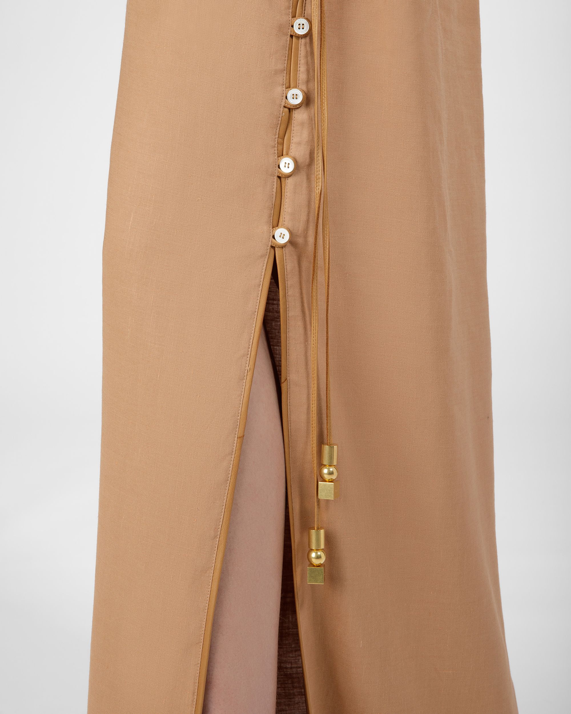Langärmeliges Maxikleid Aus Leinen In Desert - Damen - Bally - 06