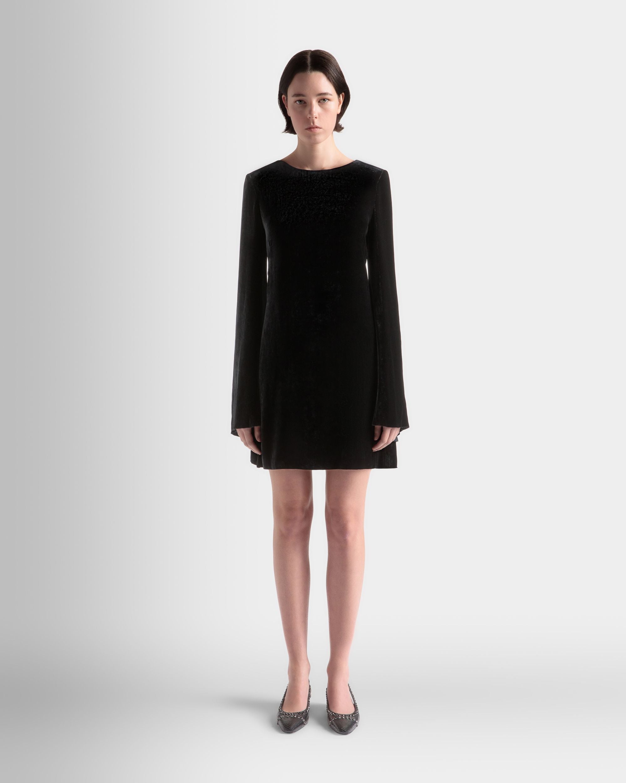 Mini Robe en Velours Noir - Femme - Bally - 02