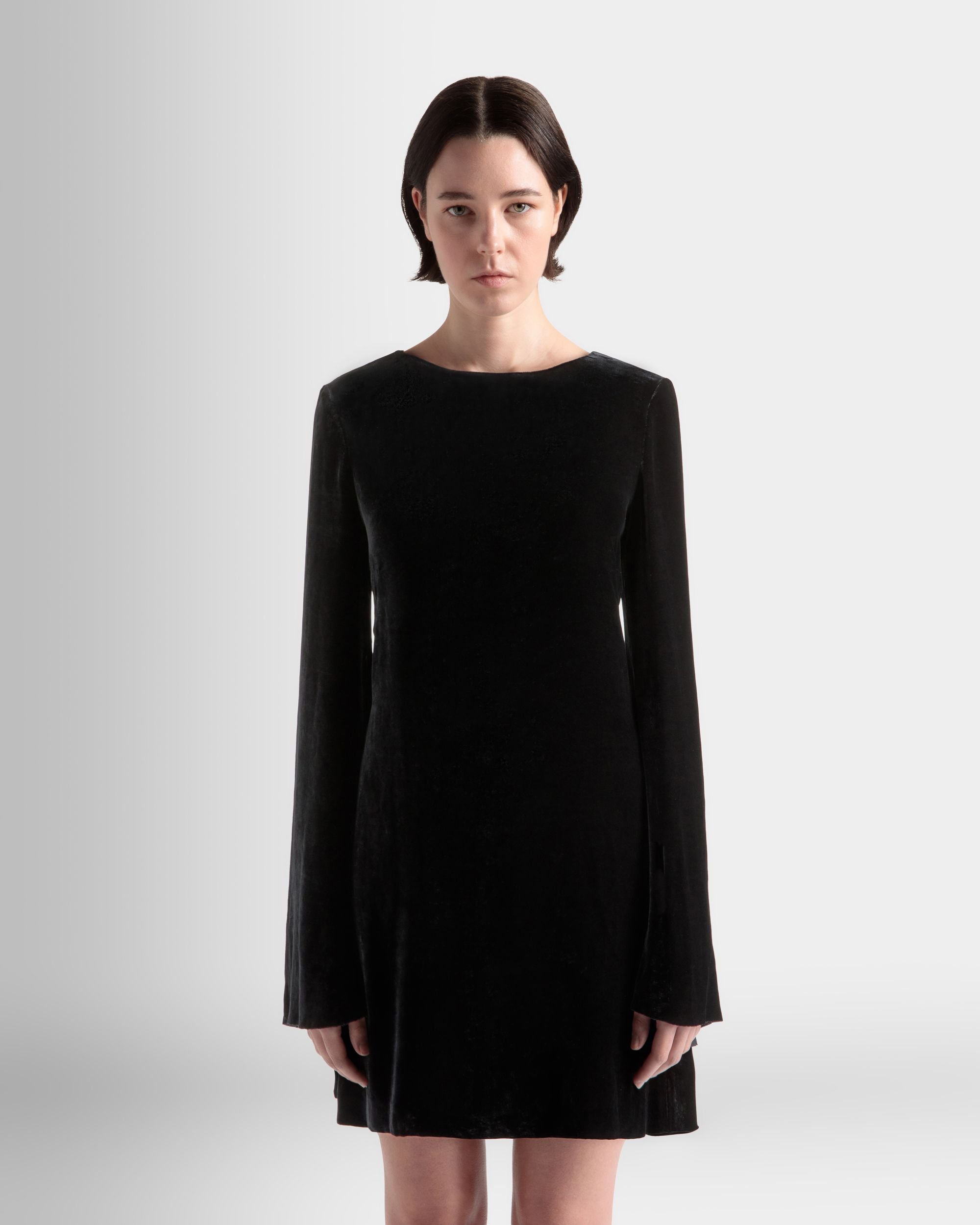 Mini Robe en Velours Noir - Femme - Bally - 03