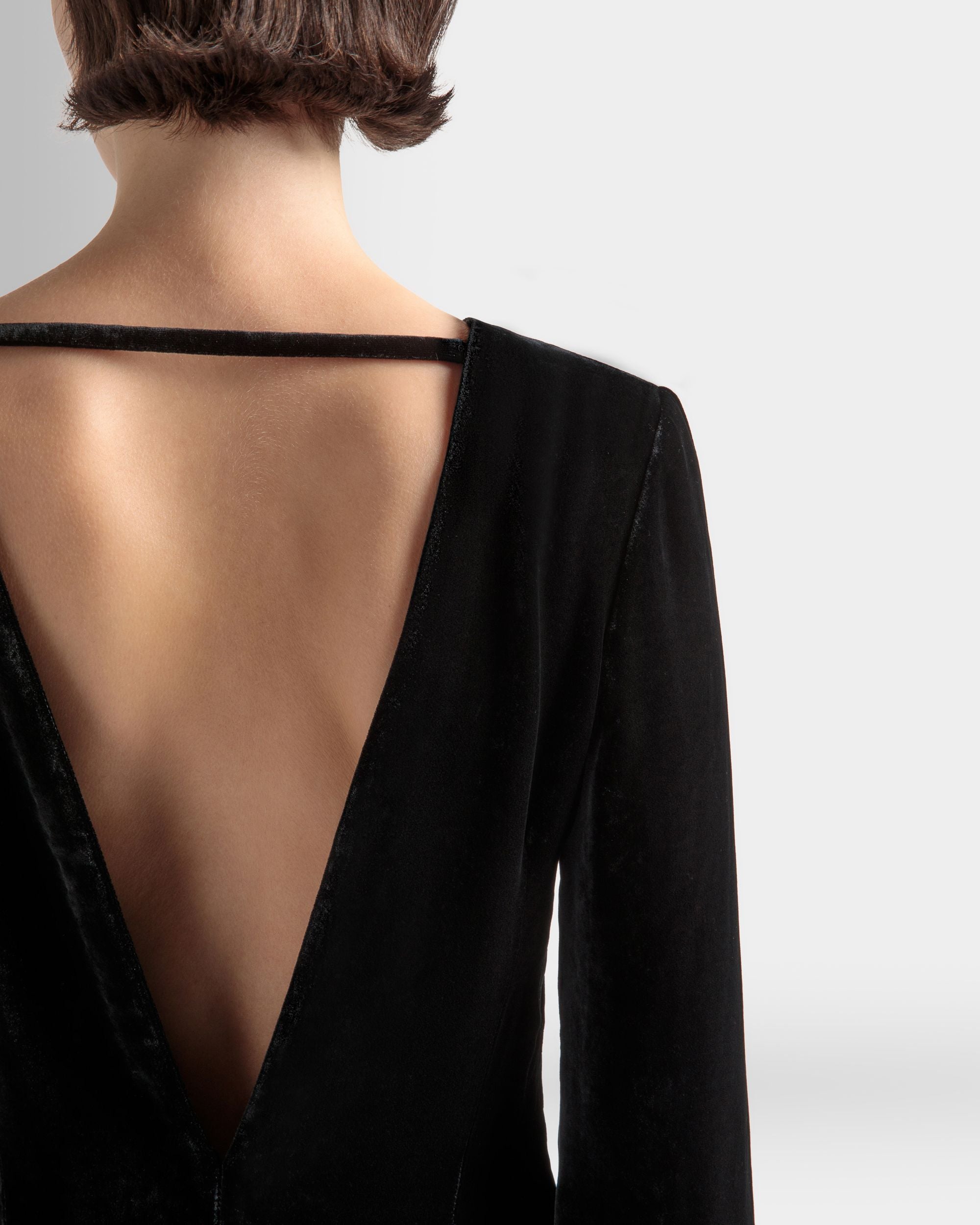 Mini Robe en Velours Noir - Femme - Bally - 04
