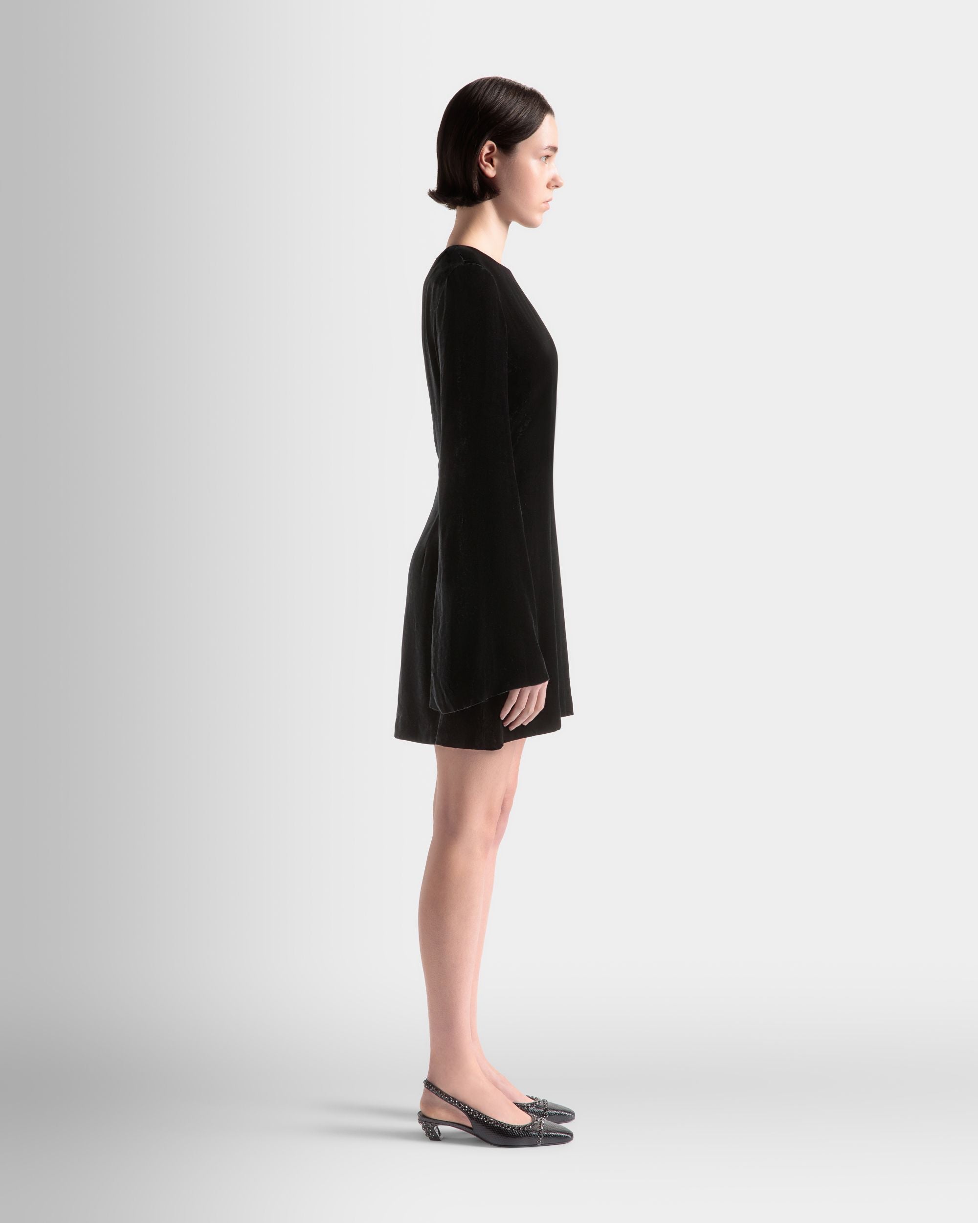 Mini Robe en Velours Noir - Femme - Bally - 05