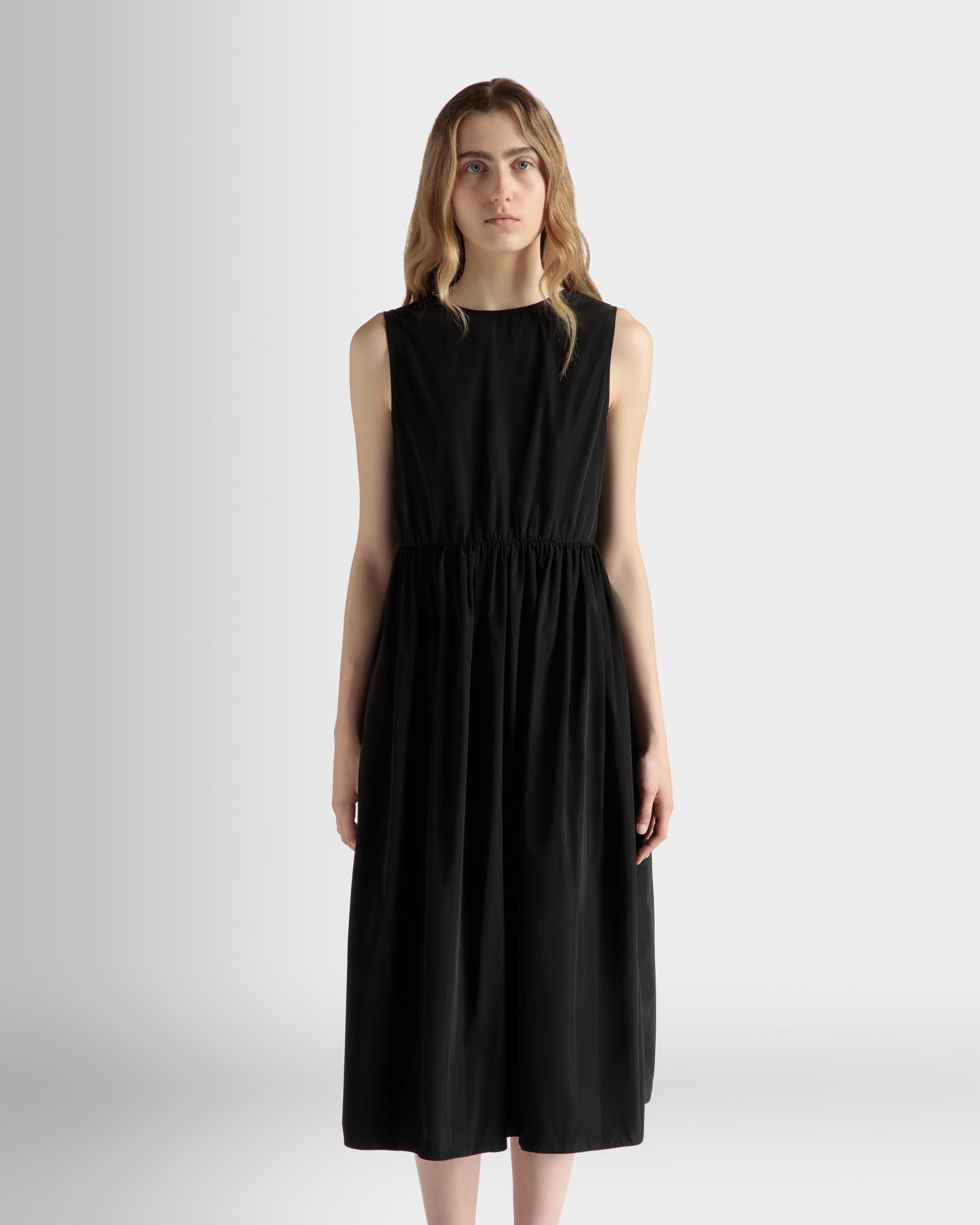 Sleeveless Midi Dress in Black Technical Duchesse - Women's - Bally - 03