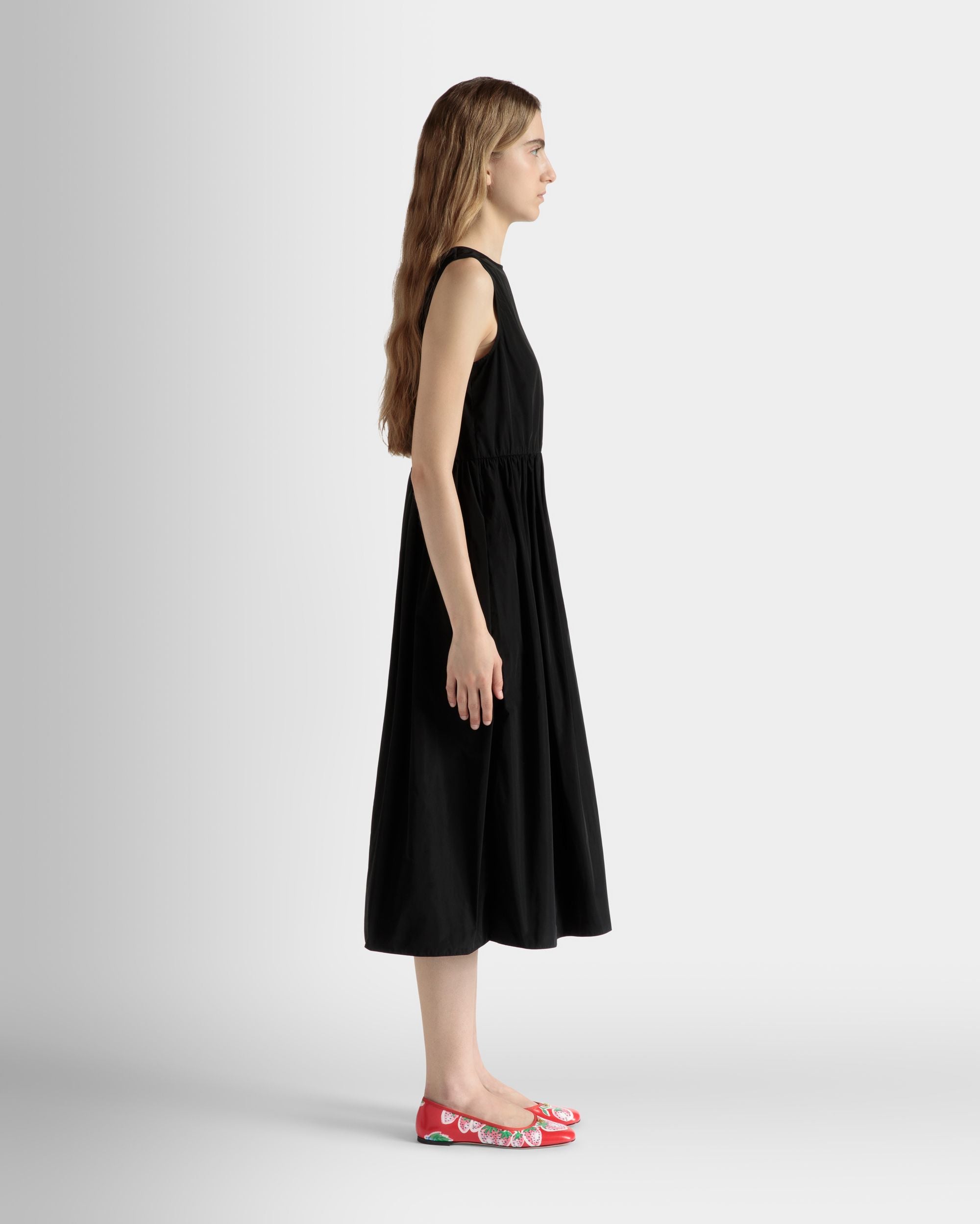 Sleeveless Midi Dress in Black Technical Duchesse - Women's - Bally - 05