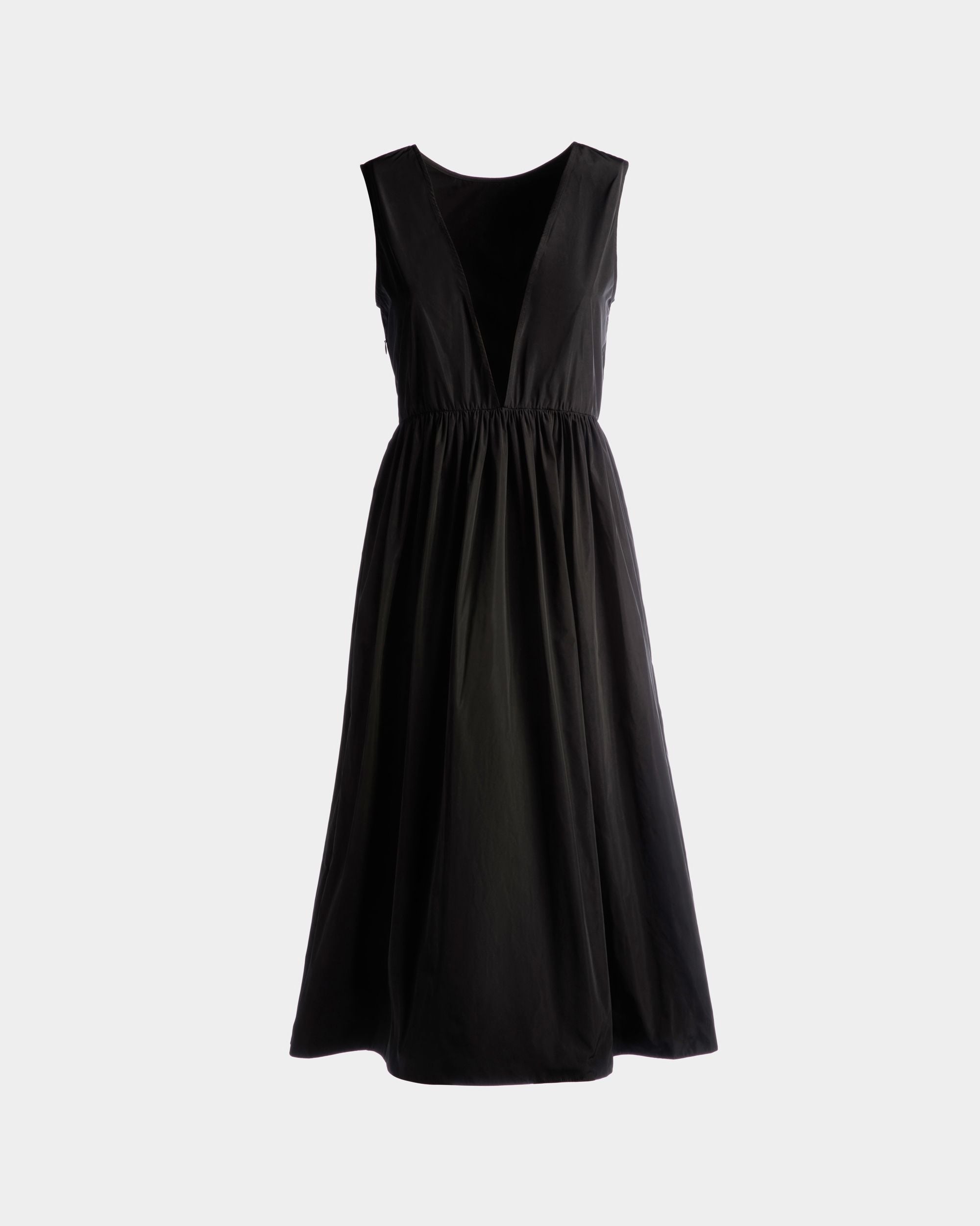Sleeveless Midi Dress in Black Technical Duchesse - Women's - Bally - 07