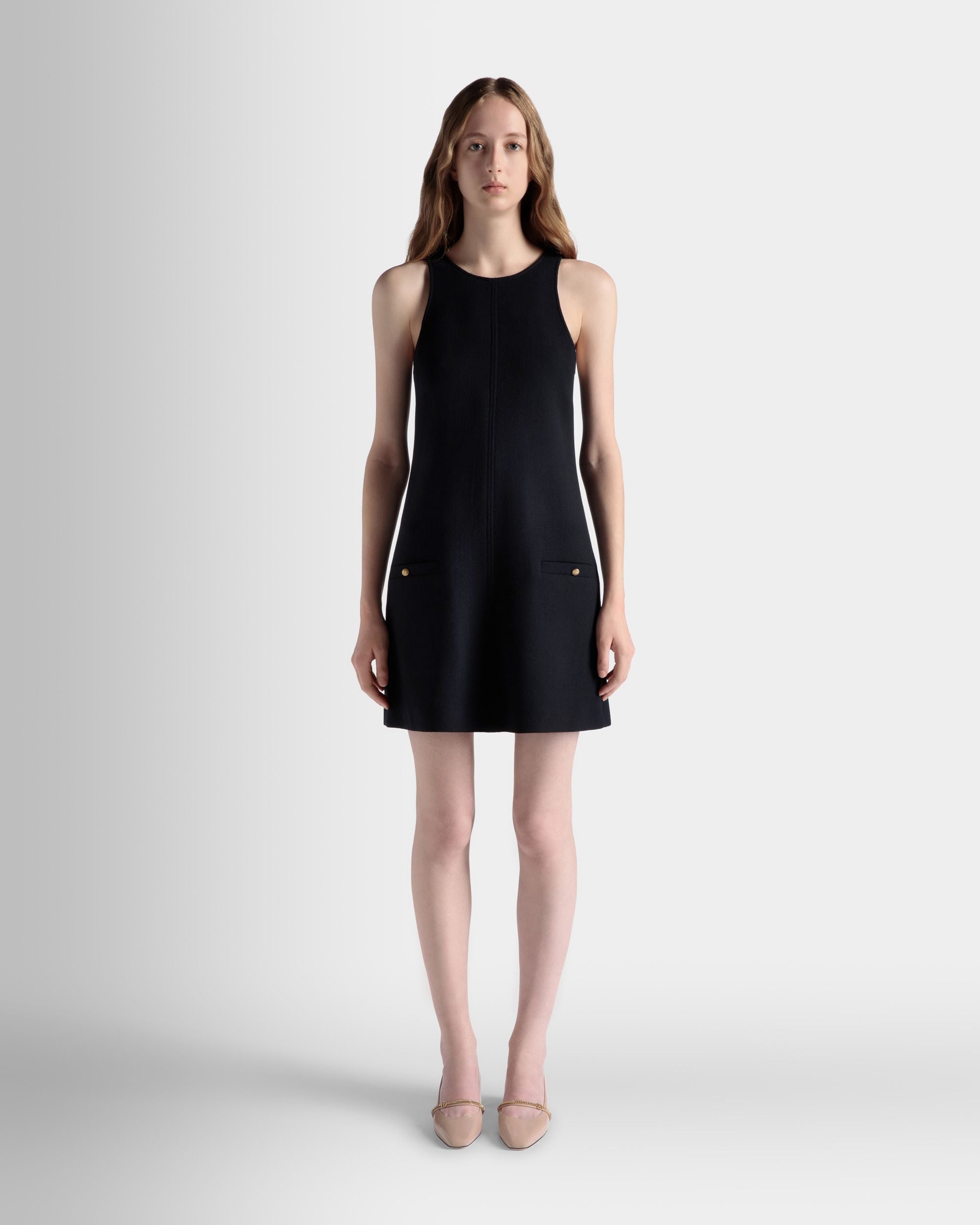A-Linien-Minikleid Aus Wolle In Navy Blue - Damen - Bally - 02
