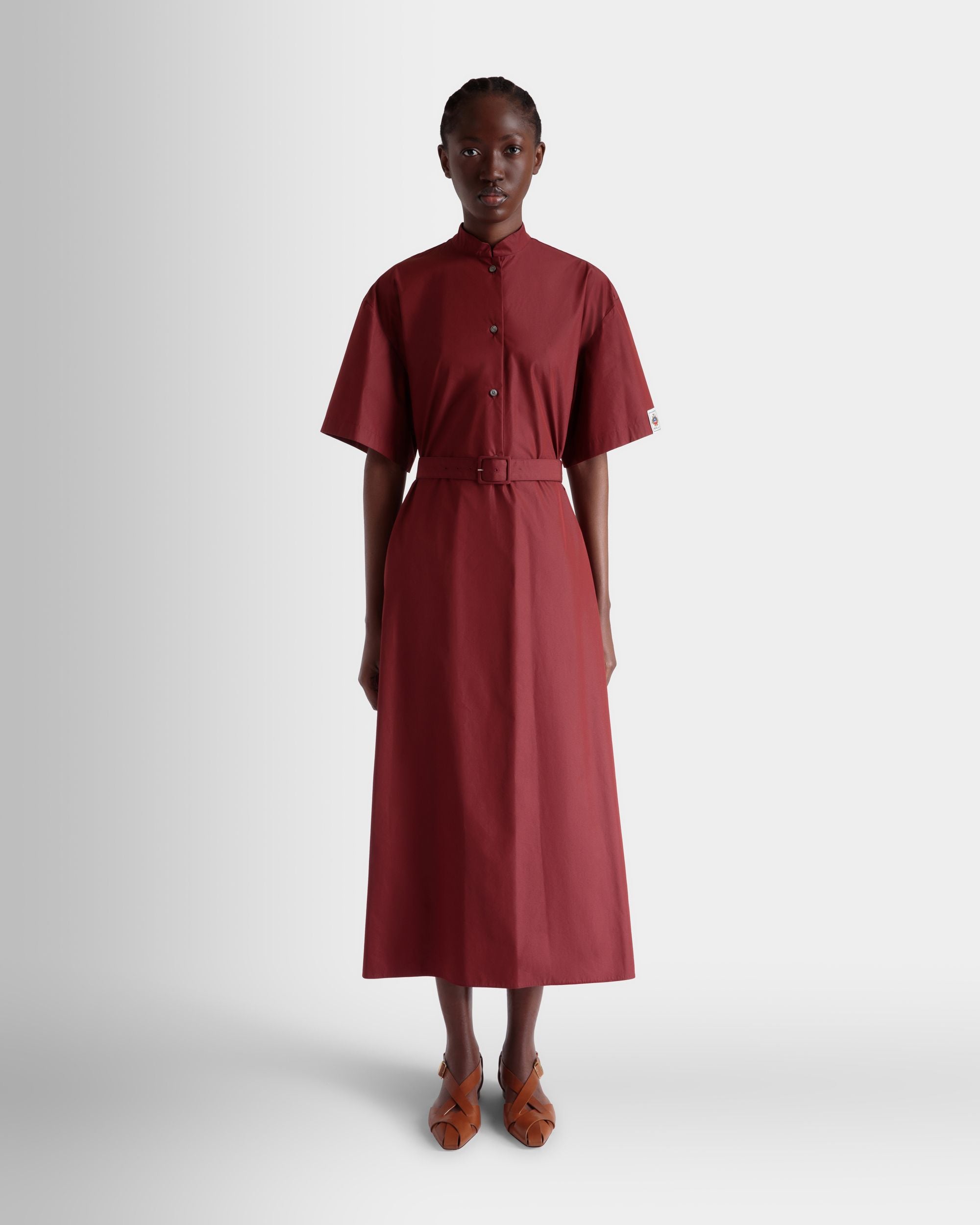 Kleid Aus Baumwollpopeline Mit Gürtel In Heritage Red - Damen - Bally - 02