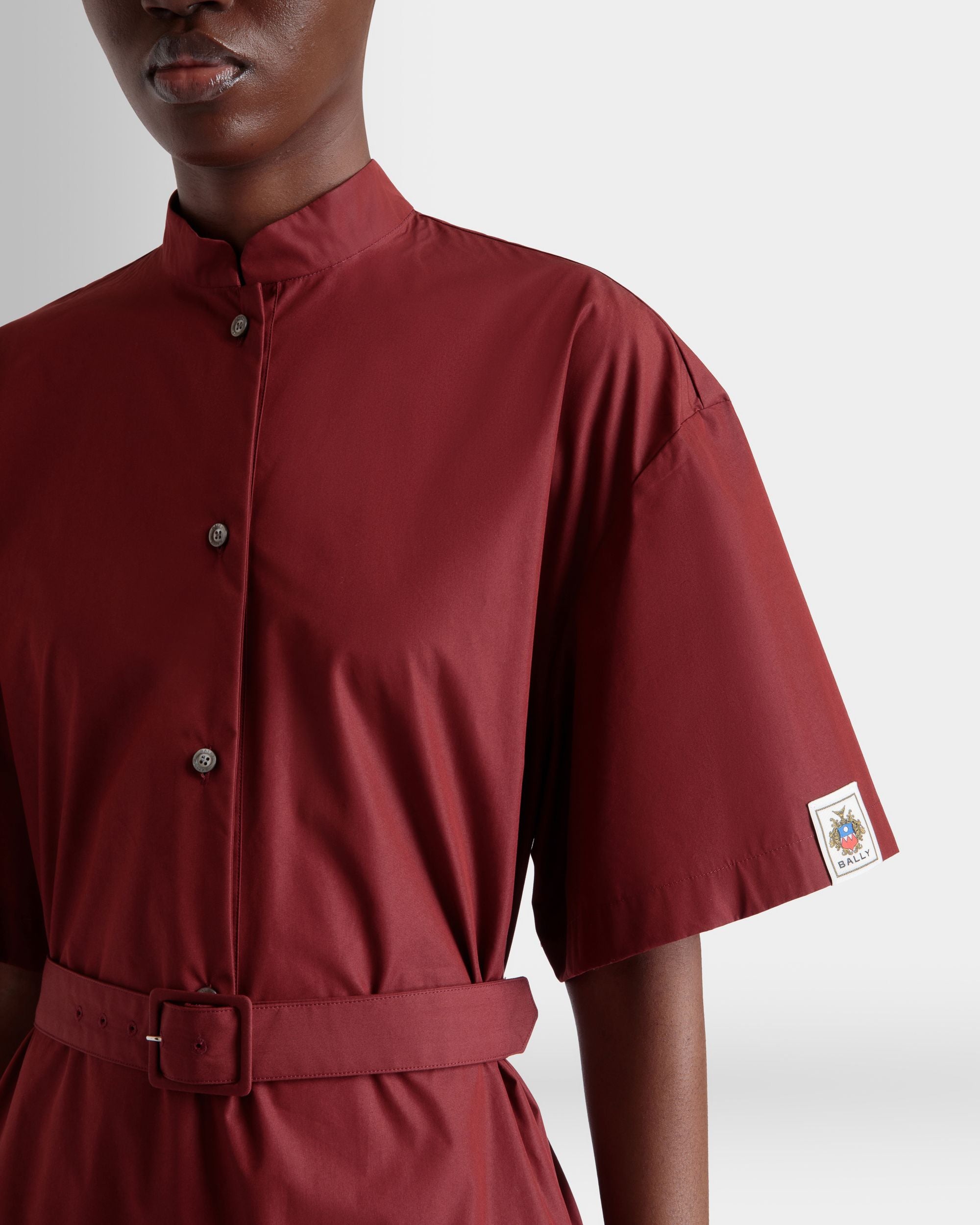 Kleid Aus Baumwollpopeline Mit Gürtel In Heritage Red - Damen - Bally - 03