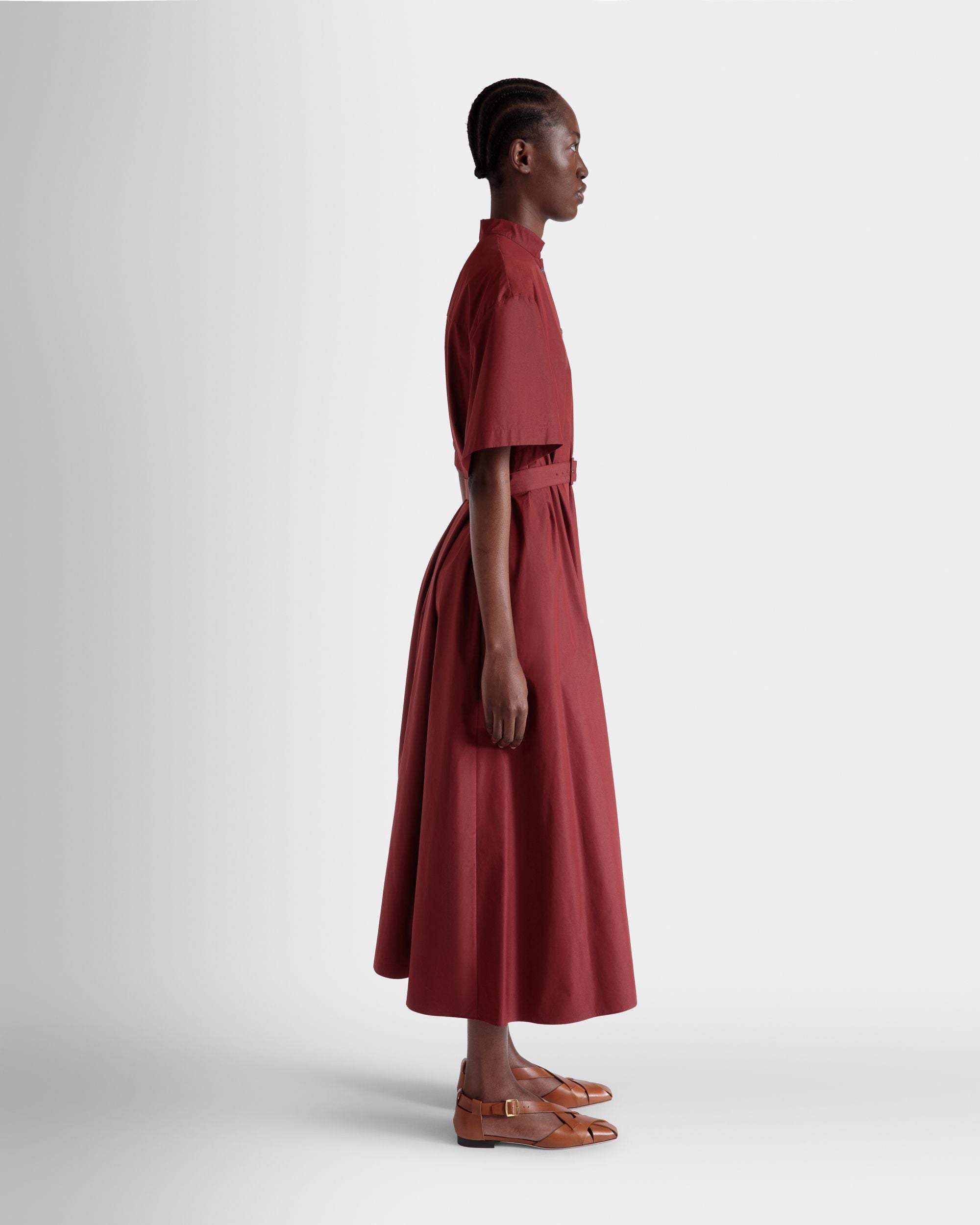 Kleid Aus Baumwollpopeline Mit Gürtel In Heritage Red - Damen - Bally - 05