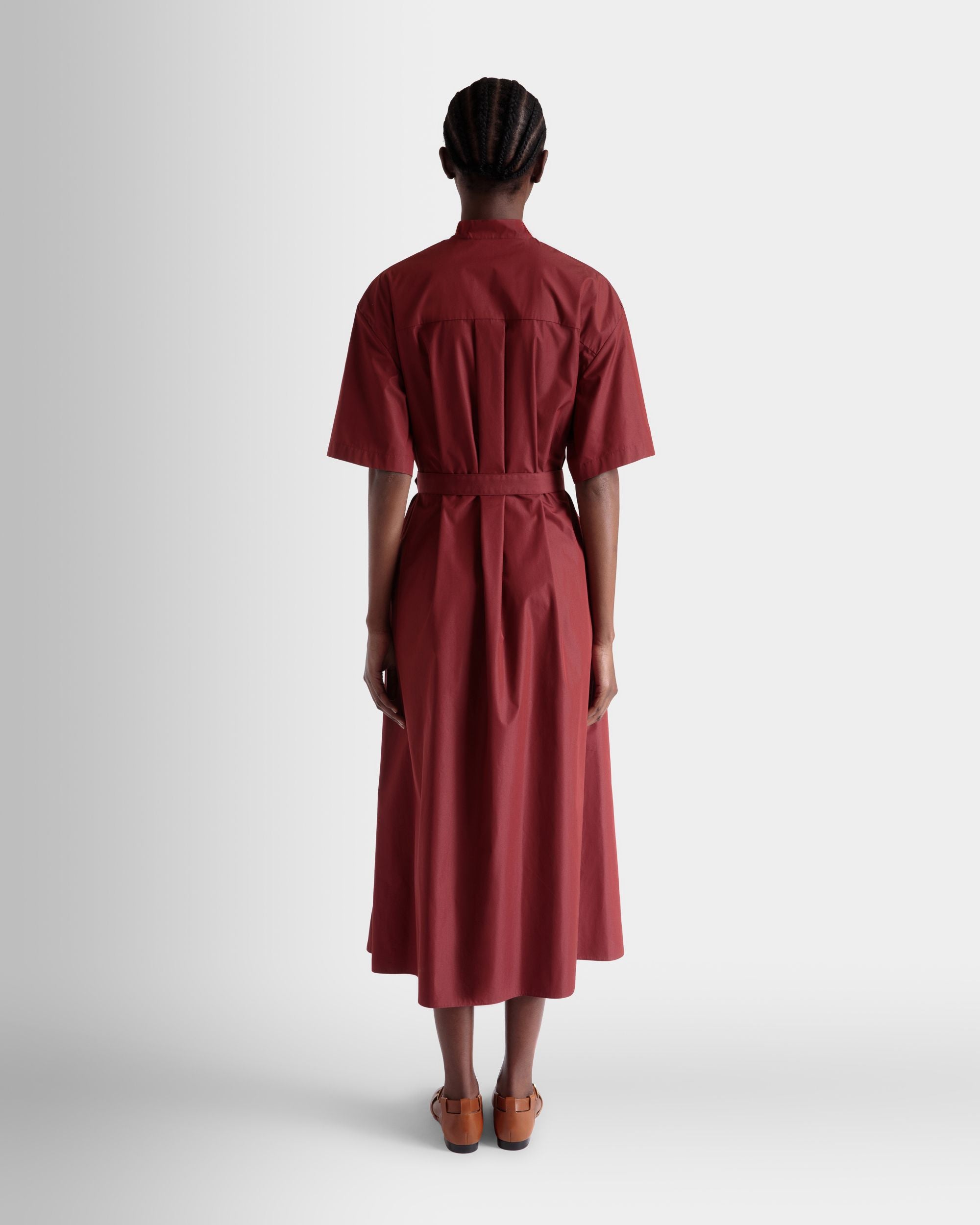 Kleid Aus Baumwollpopeline Mit Gürtel In Heritage Red - Damen - Bally - 06