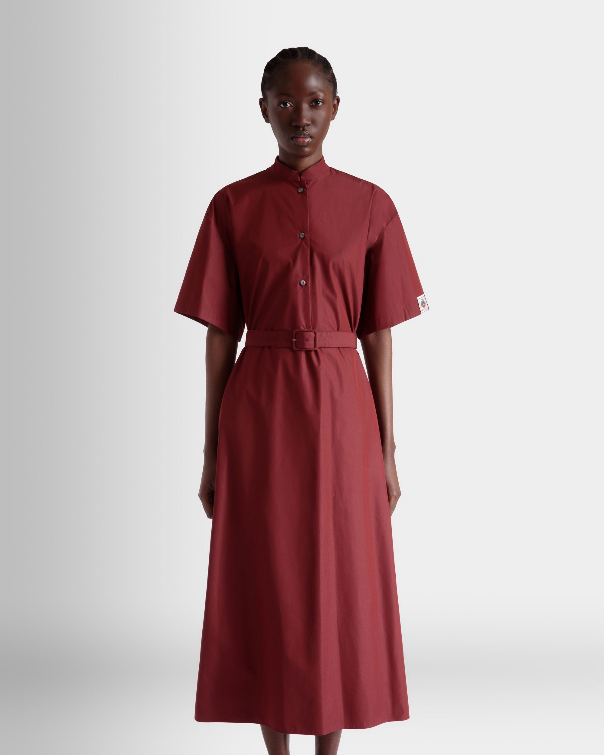 Kleid Aus Baumwollpopeline Mit Gürtel In Heritage Red - Damen - Bally - 08