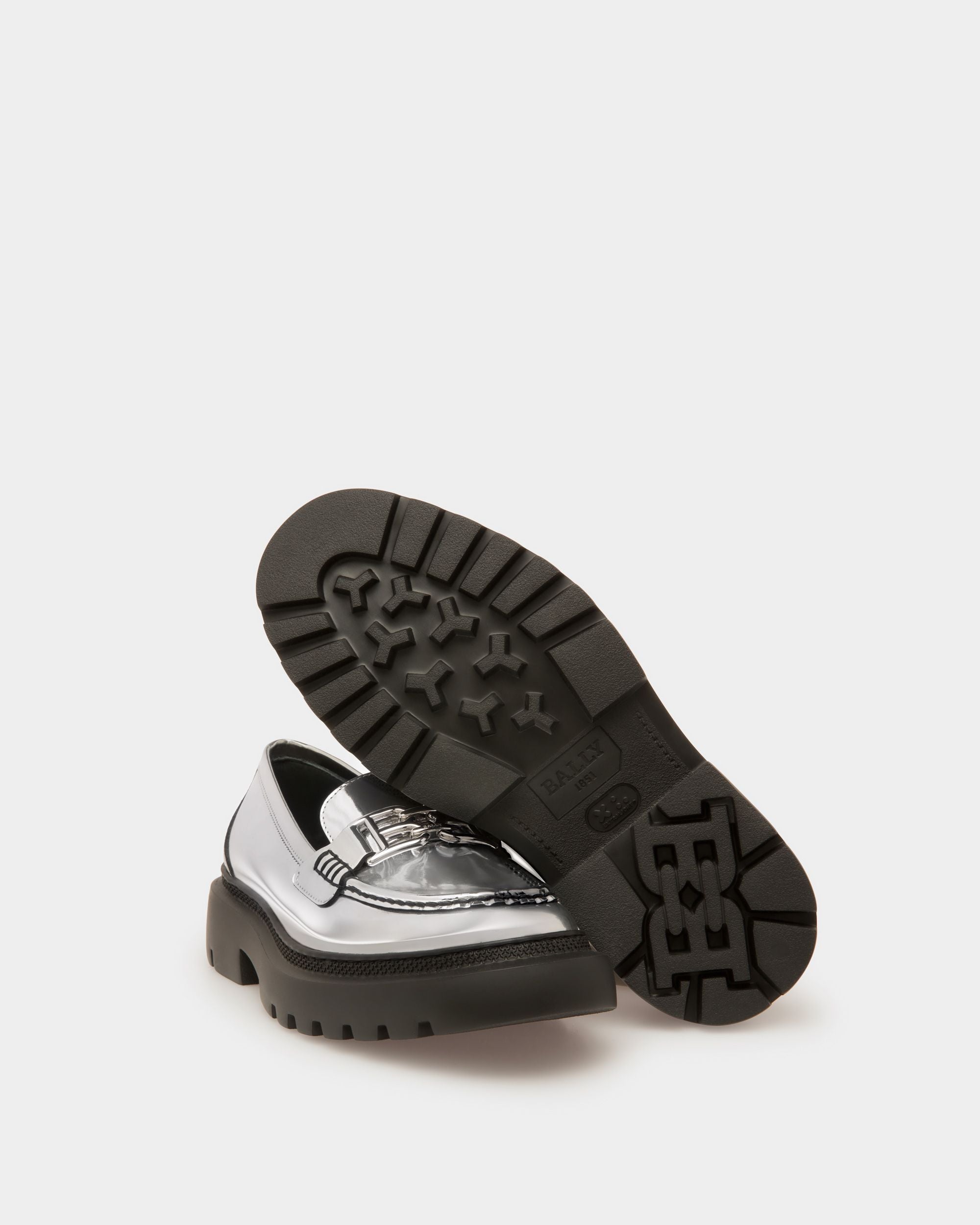 Gioia Flat Mokassins Aus Silberfarbenem Leder - Damen - Bally - 02