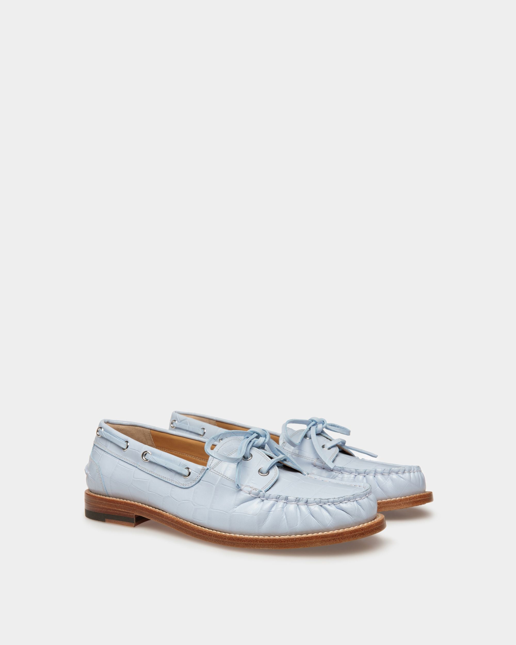 Mocassins Rome Cuir bleu clair - Femme - Bally - 02