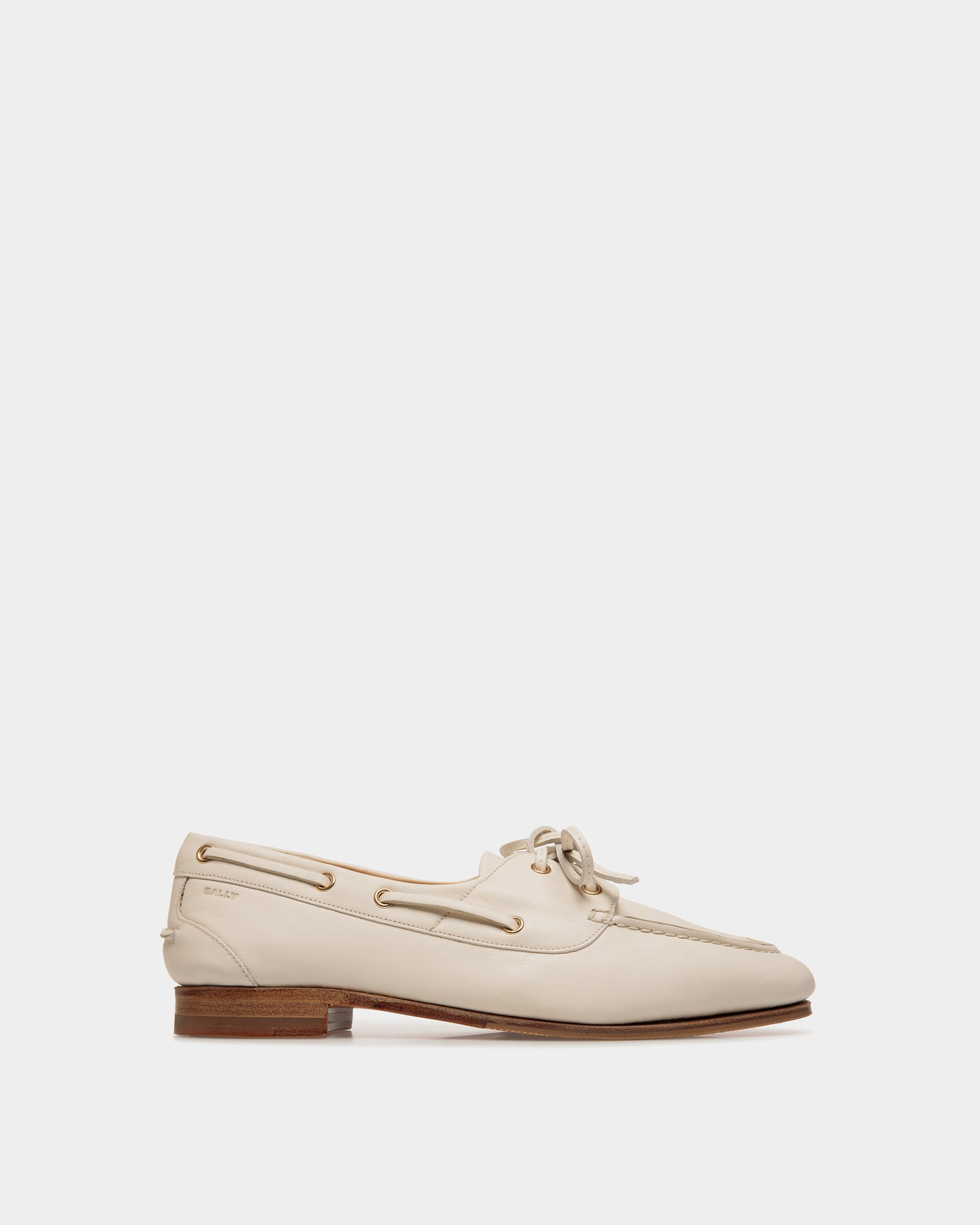Mocassin Plume En Cuir Blanc - Femme - Bally - 01