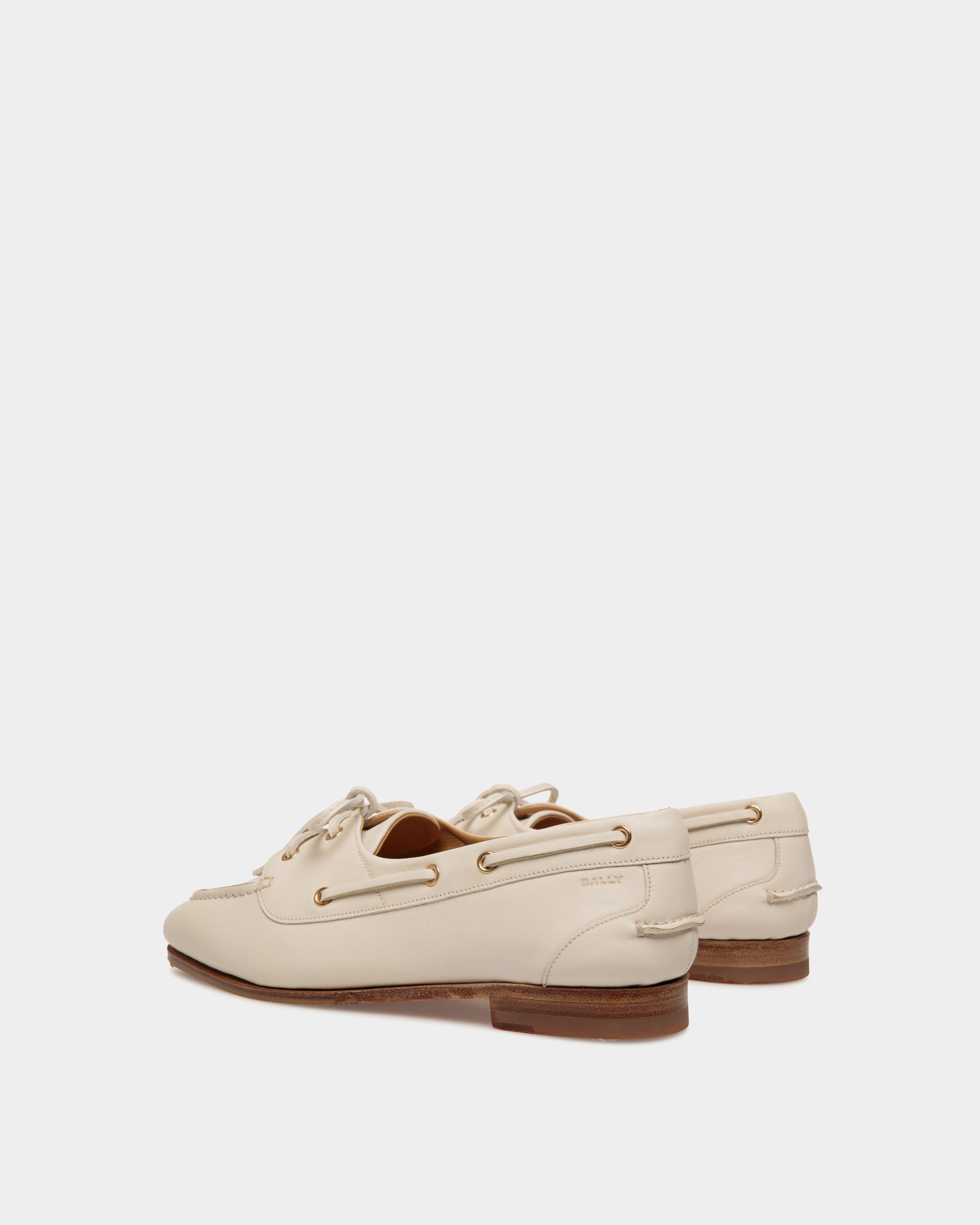 Mocassin Plume En Cuir Blanc - Femme - Bally - 03