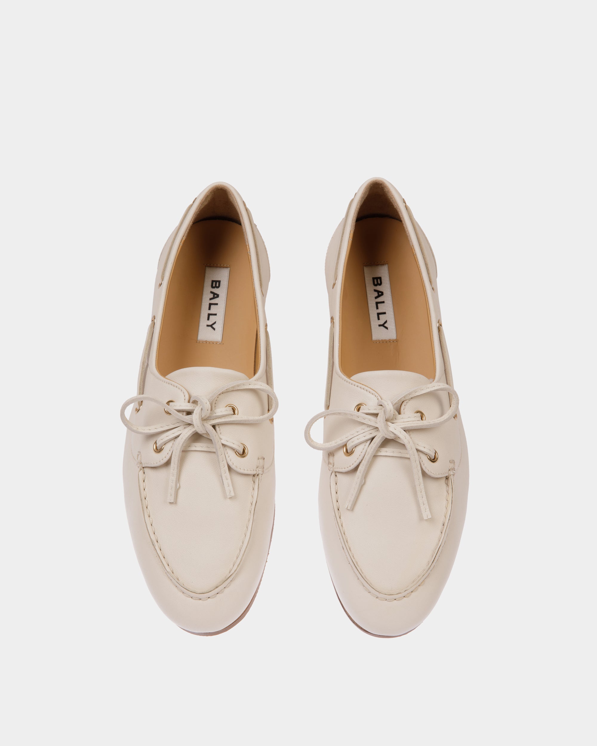 Mocassin Plume En Cuir Blanc - Femme - Bally - 04