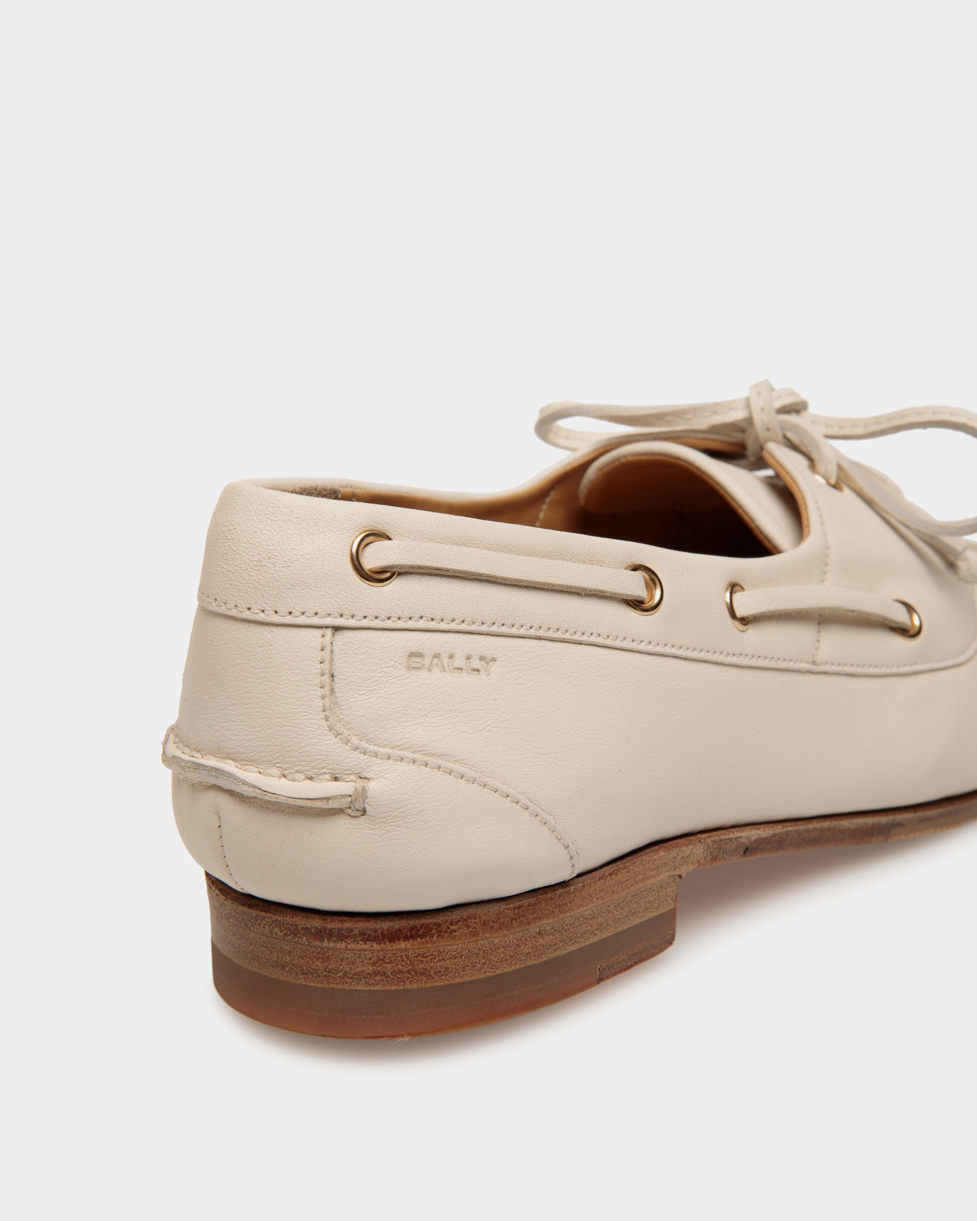 Mocassin Plume En Cuir Blanc - Femme - Bally - 05