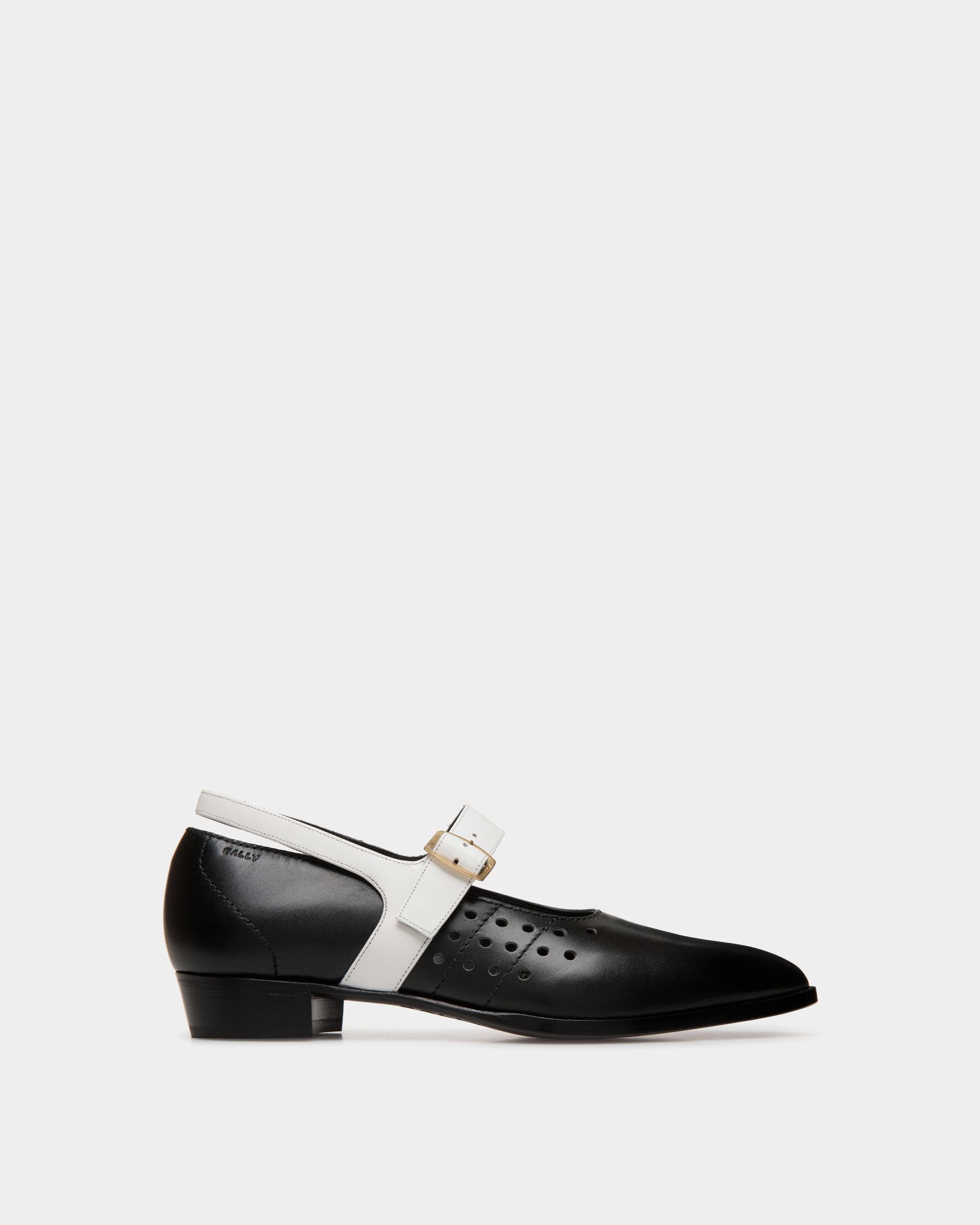 Glendale Mary-Jane In Black and White Leather - Femme - Bally - 01