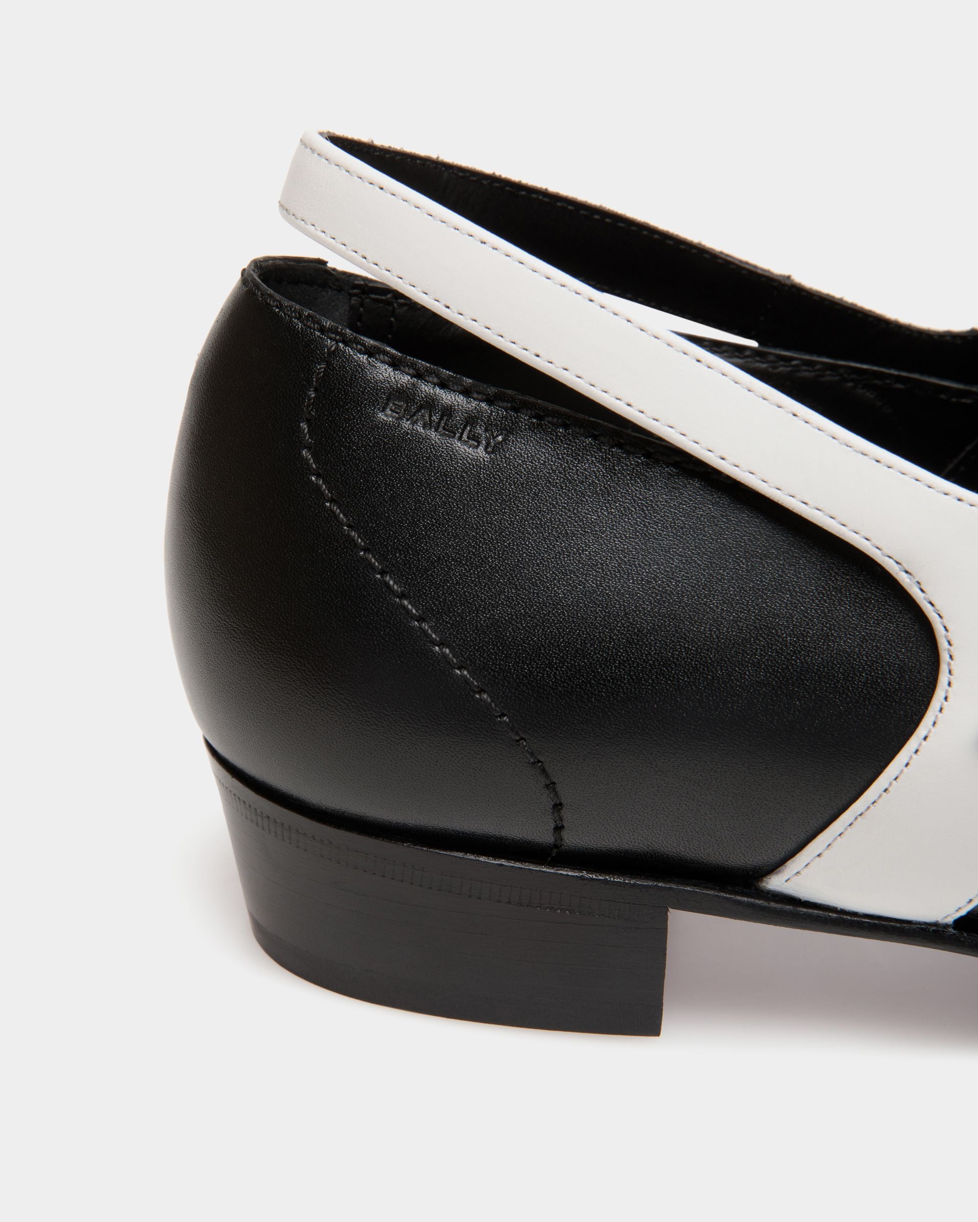 Glendale Mary-Jane In Black and White Leather - Femme - Bally - 06