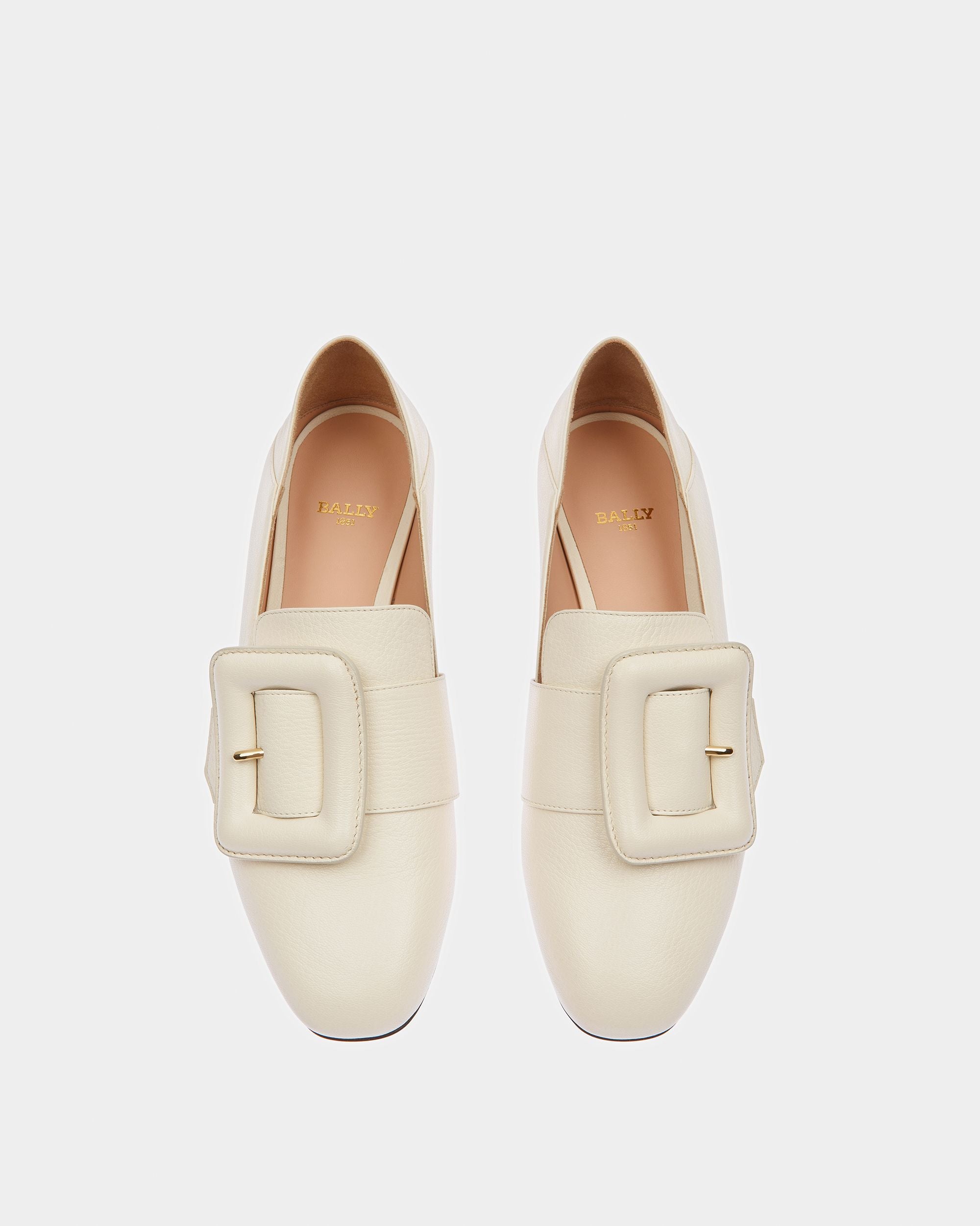 Janelle Leather Loafers In Bone - Women's - Bally - 02