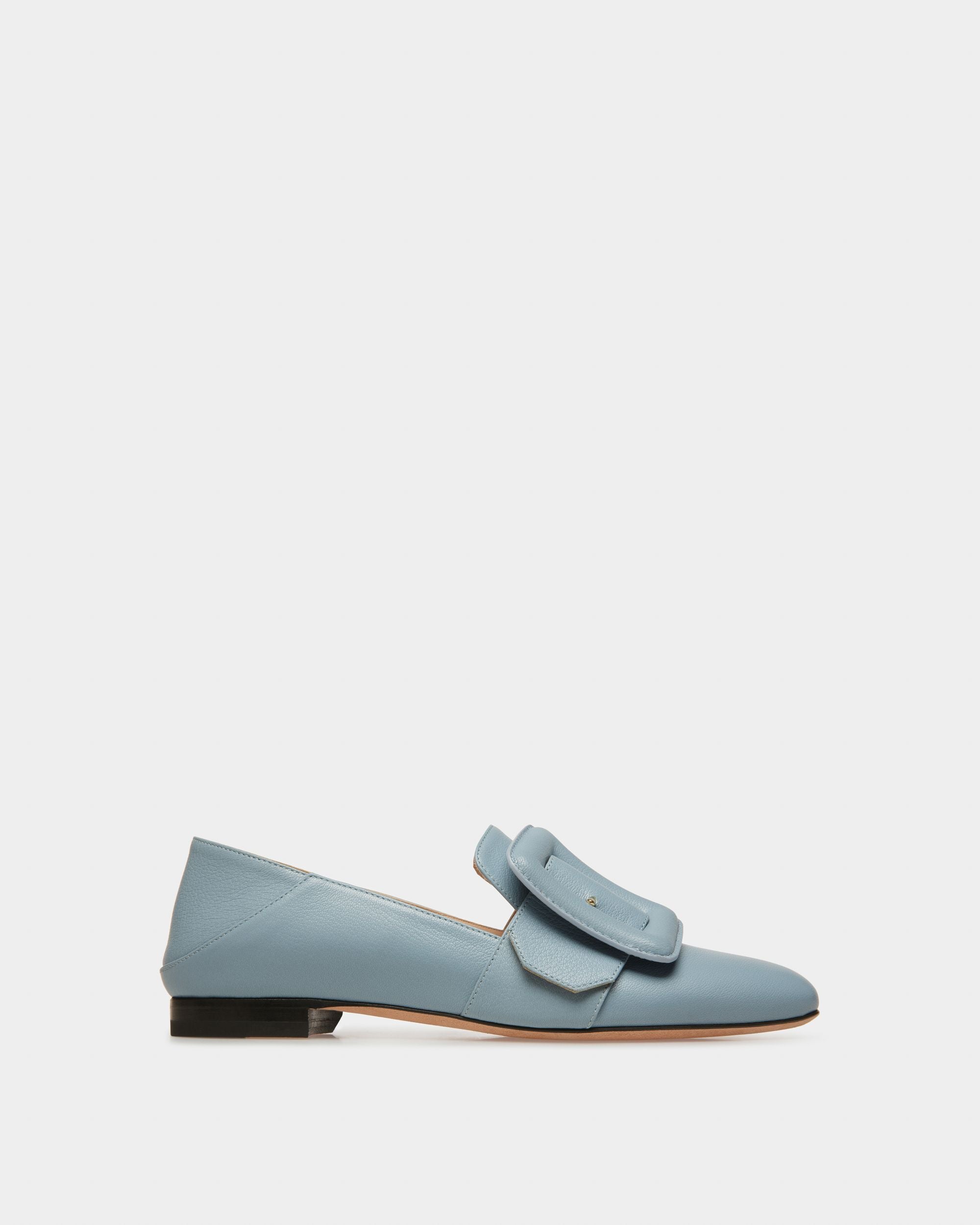 Janelle Leather Loafers In Light Blue - Women's - Bally - 01