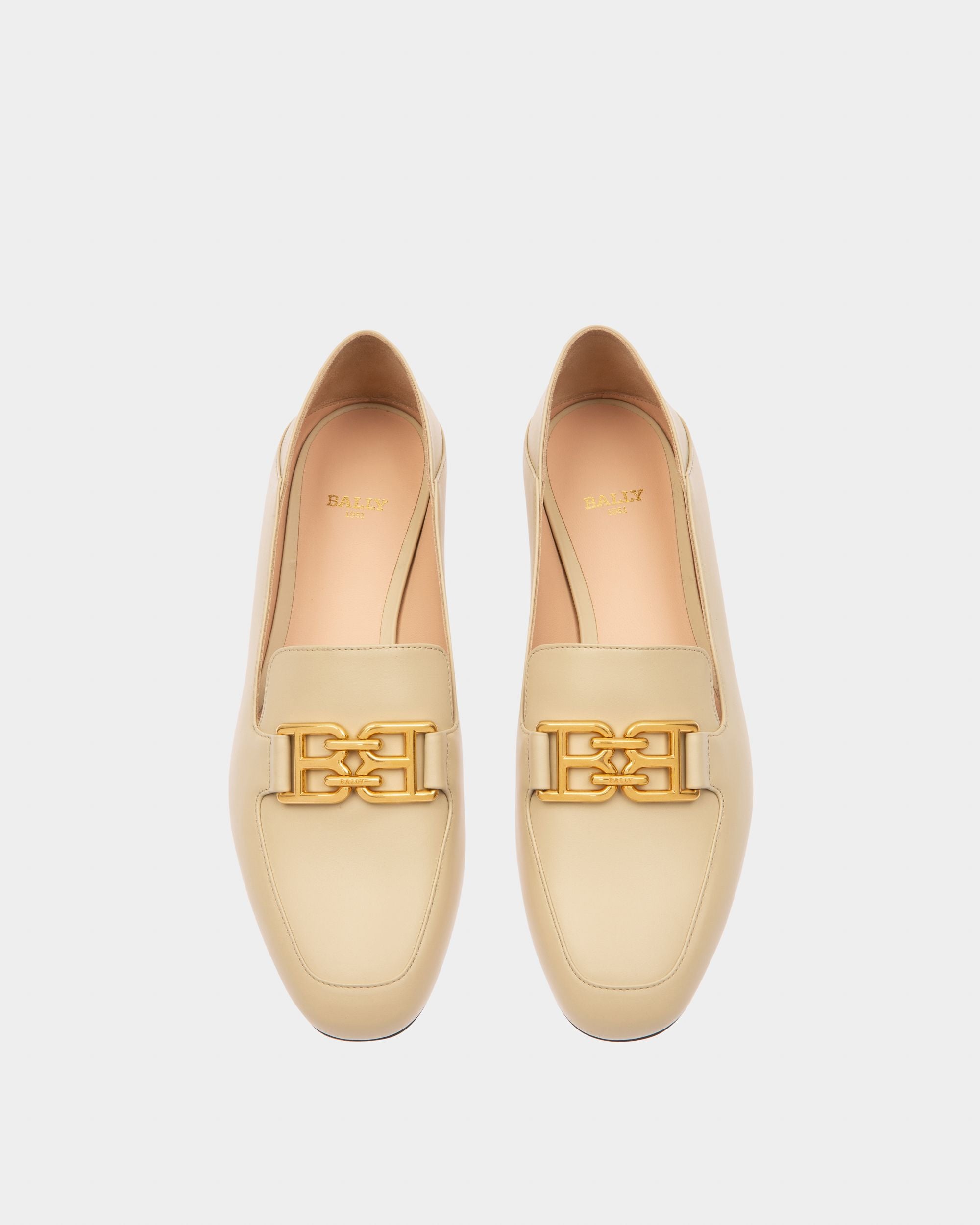 Ellah Flat Loafer Aus Beigem Leder - Damen - Bally - 03