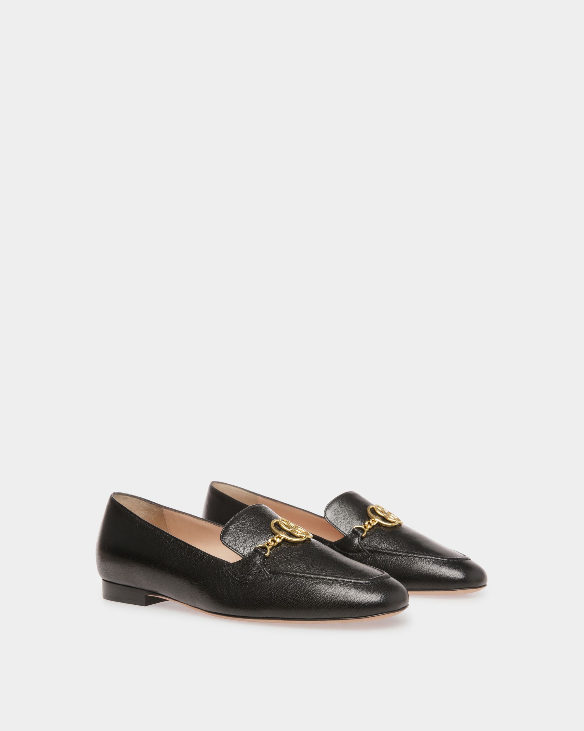 Mocassins Daily Emblem En Cuir Noir - Femme - Bally - 02