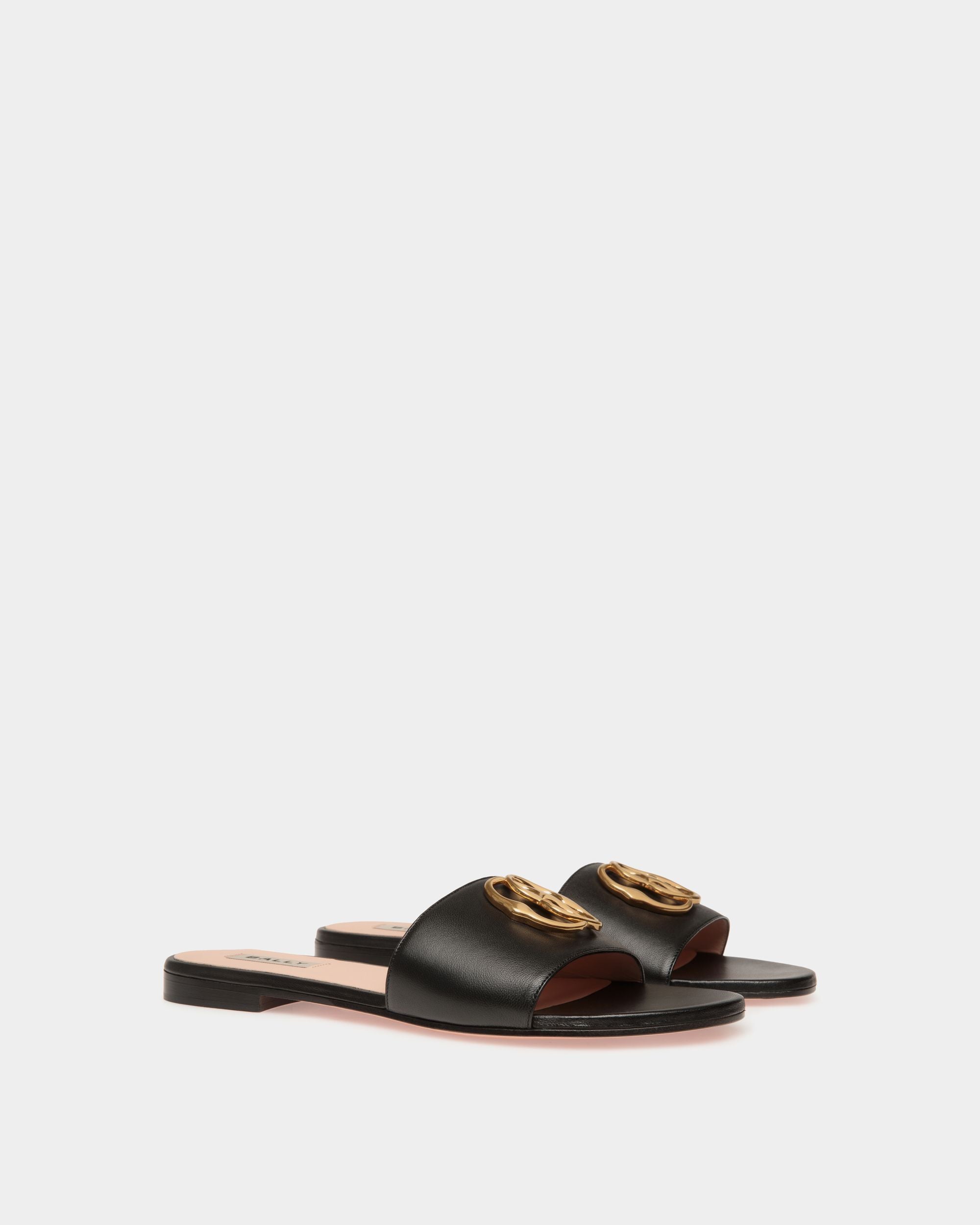 Flache Emblem Pantolette Aus Nappaleder In Schwarz - Damen - Bally - 03
