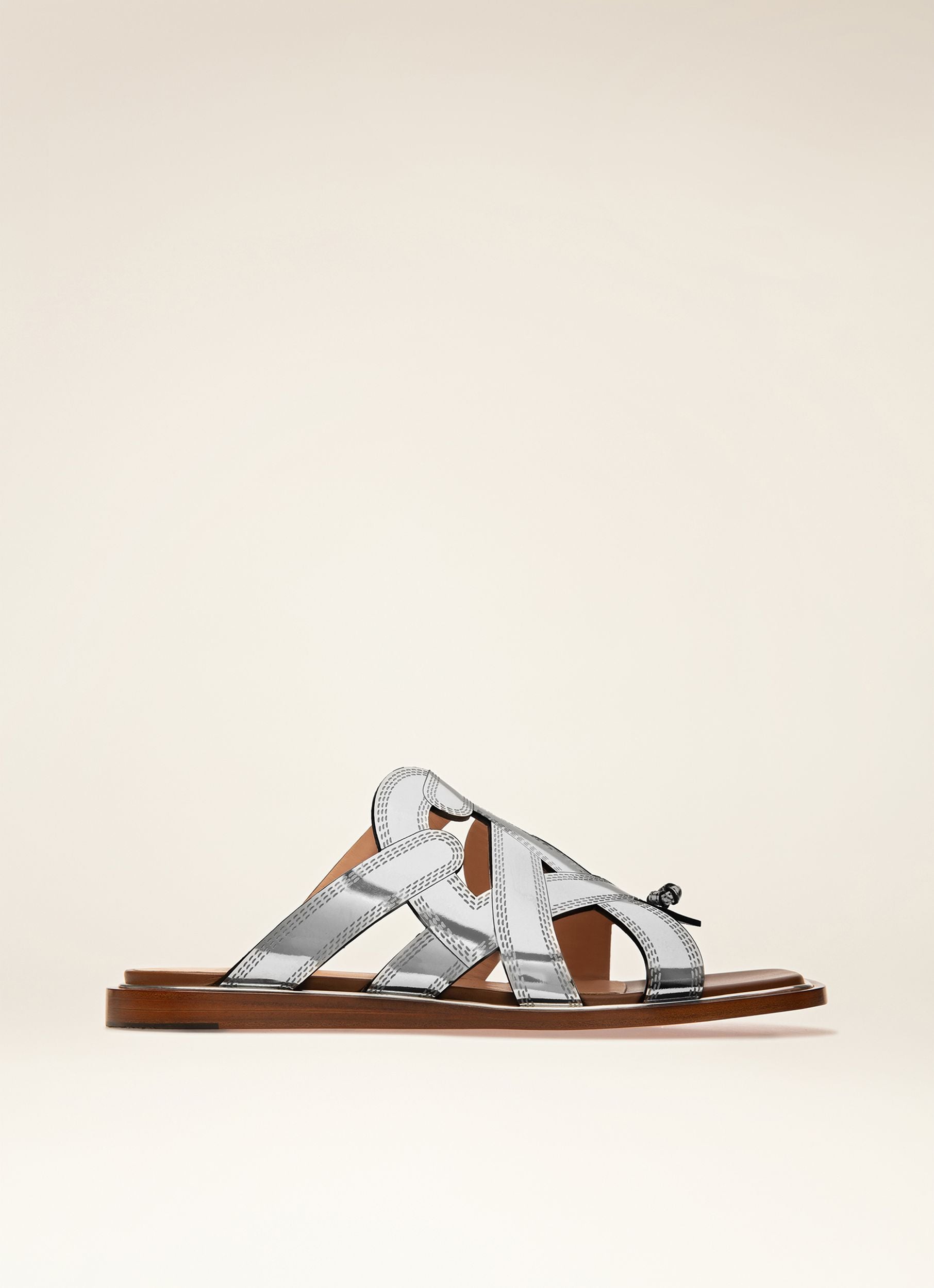 Glada Flache Sandalen Aus Silberfarbenem Leder - Damen - Bally - 01