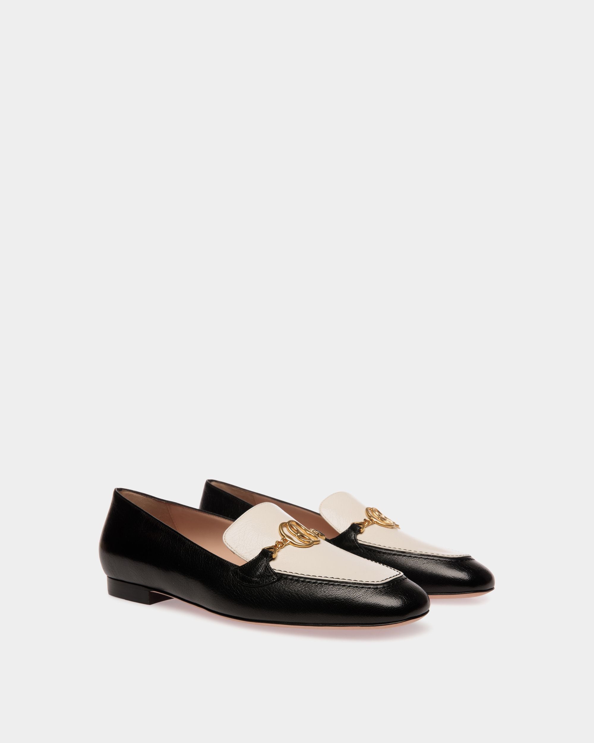 Daily Emblem Loafer Aus Leder In Schwarz Und Weiß - Damen - Bally - 02