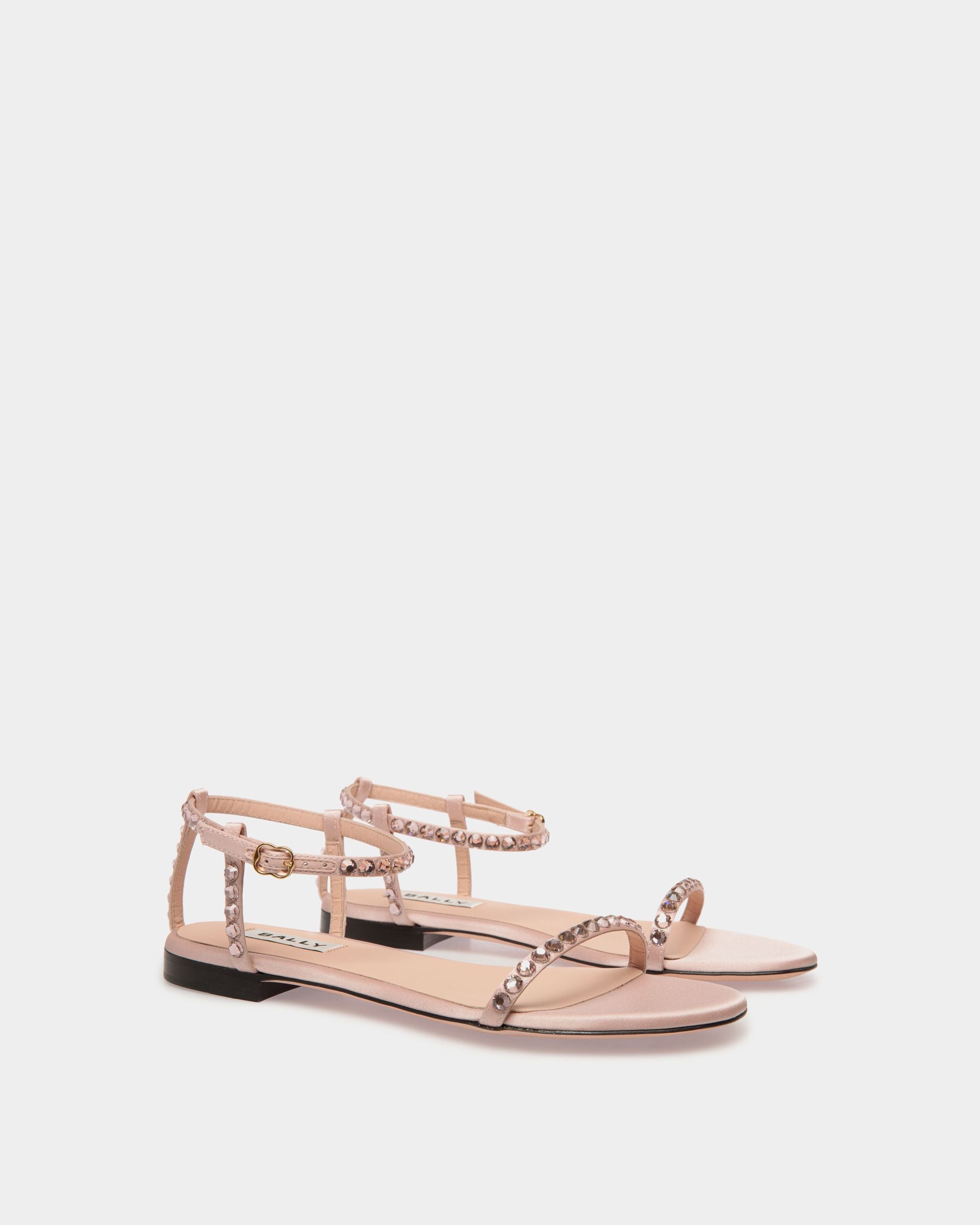Flache Katy Sandale Aus Stoff In Light Pink Mit Kristallen - Damen - Bally - 02