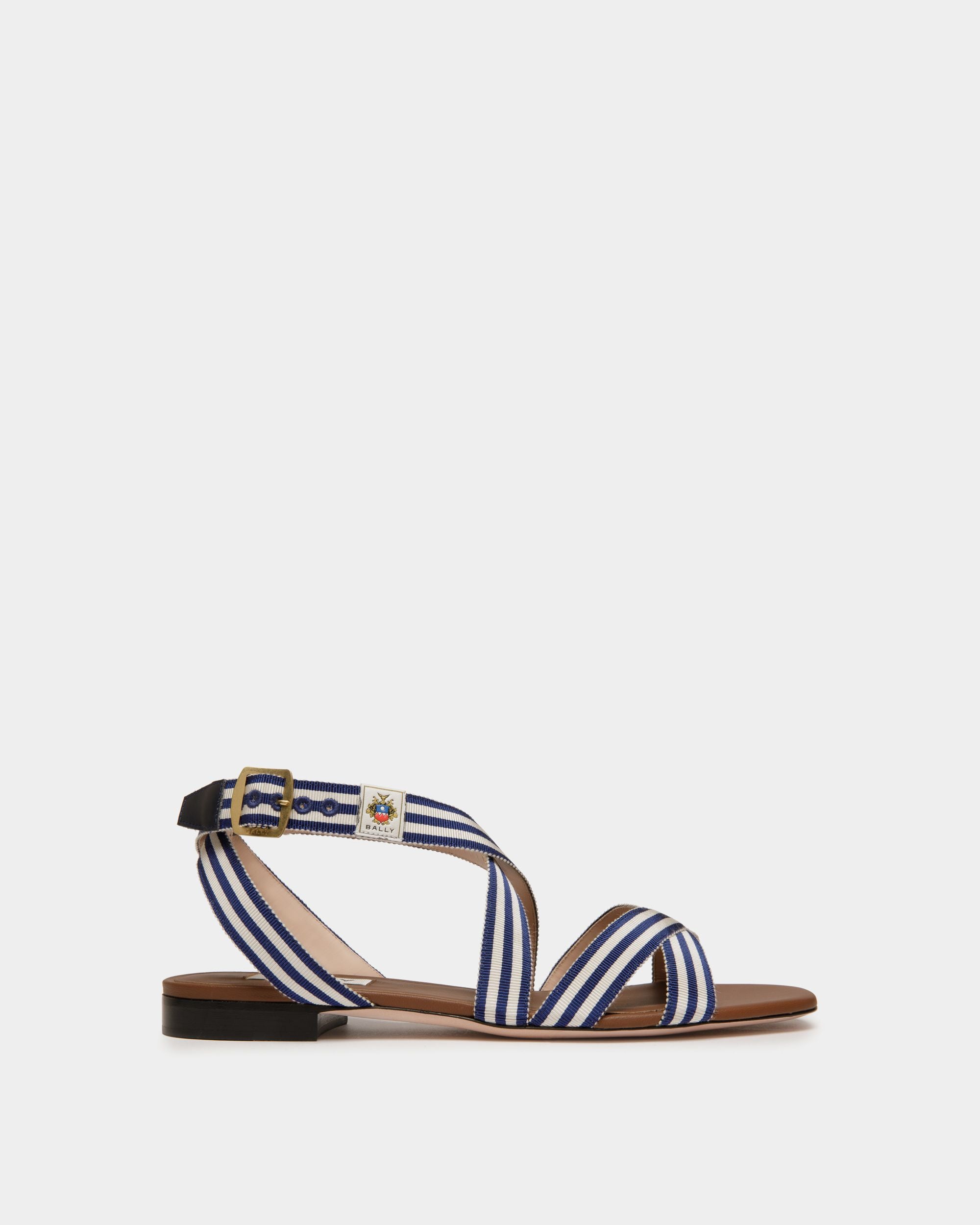 Sandale À Talon Plat Sylt En Tissu Navy Blue - Femme - Bally - 01
