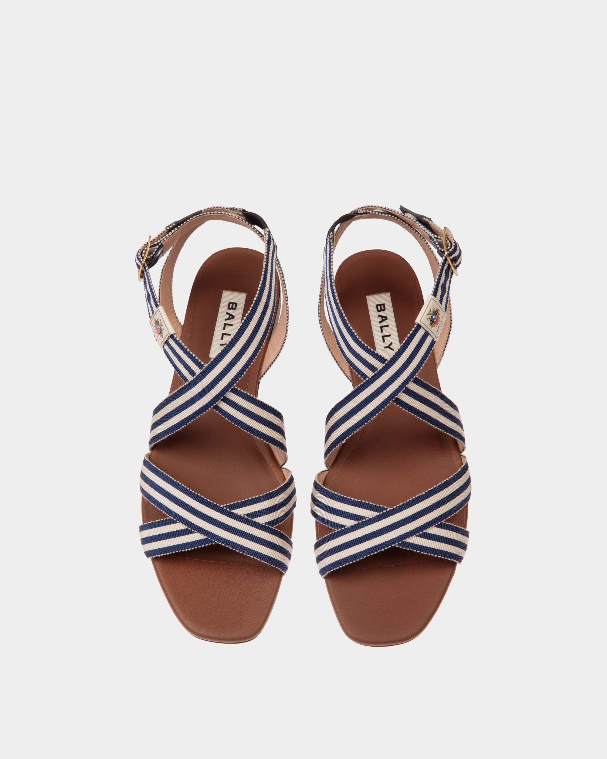 Sylt Flat Sandal in Navy Blue Fabric - Women's - Bally - 05