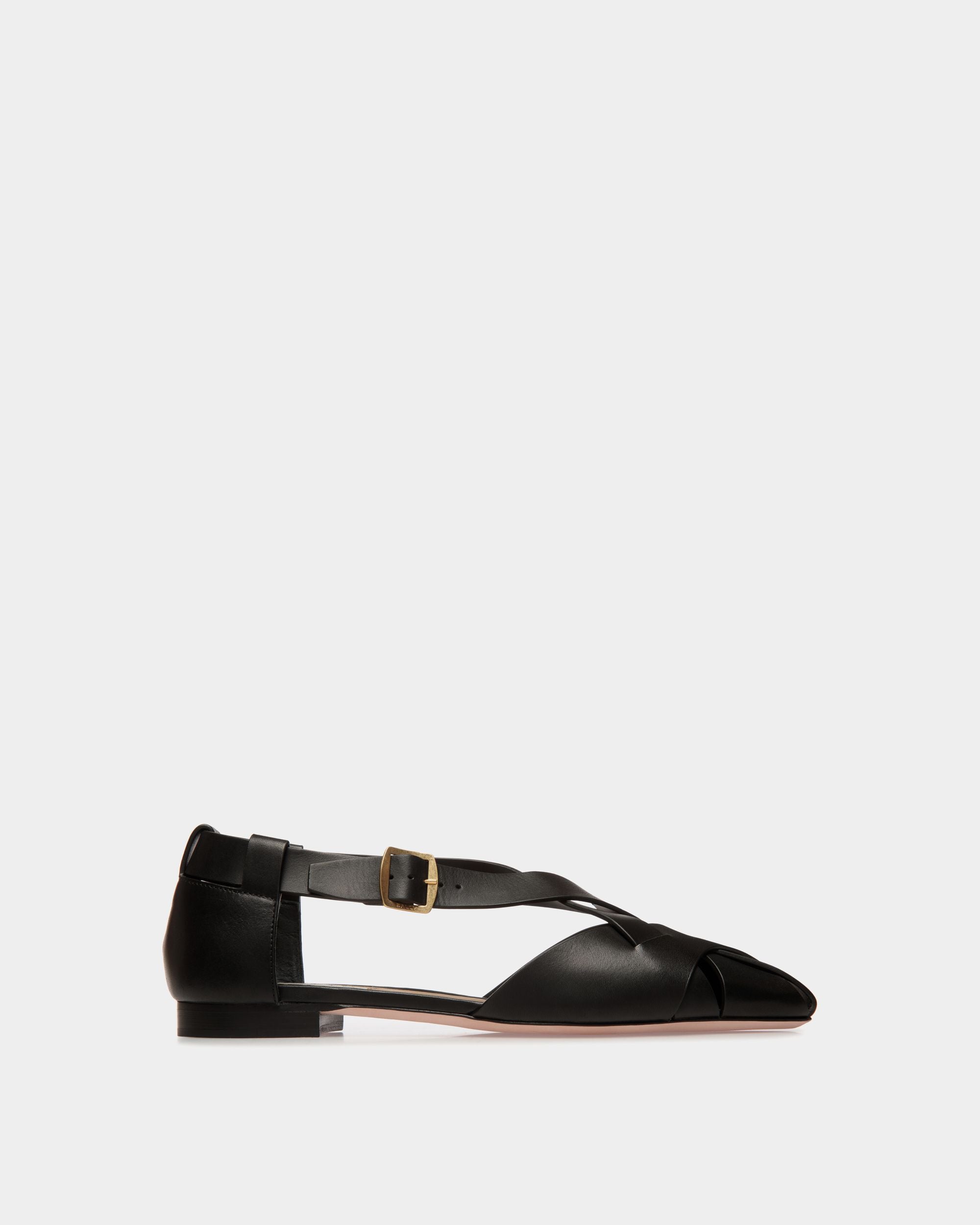 Chaussure À Talon Plat Sylt En Cuir Brossé Noir - Femme - Bally - 01