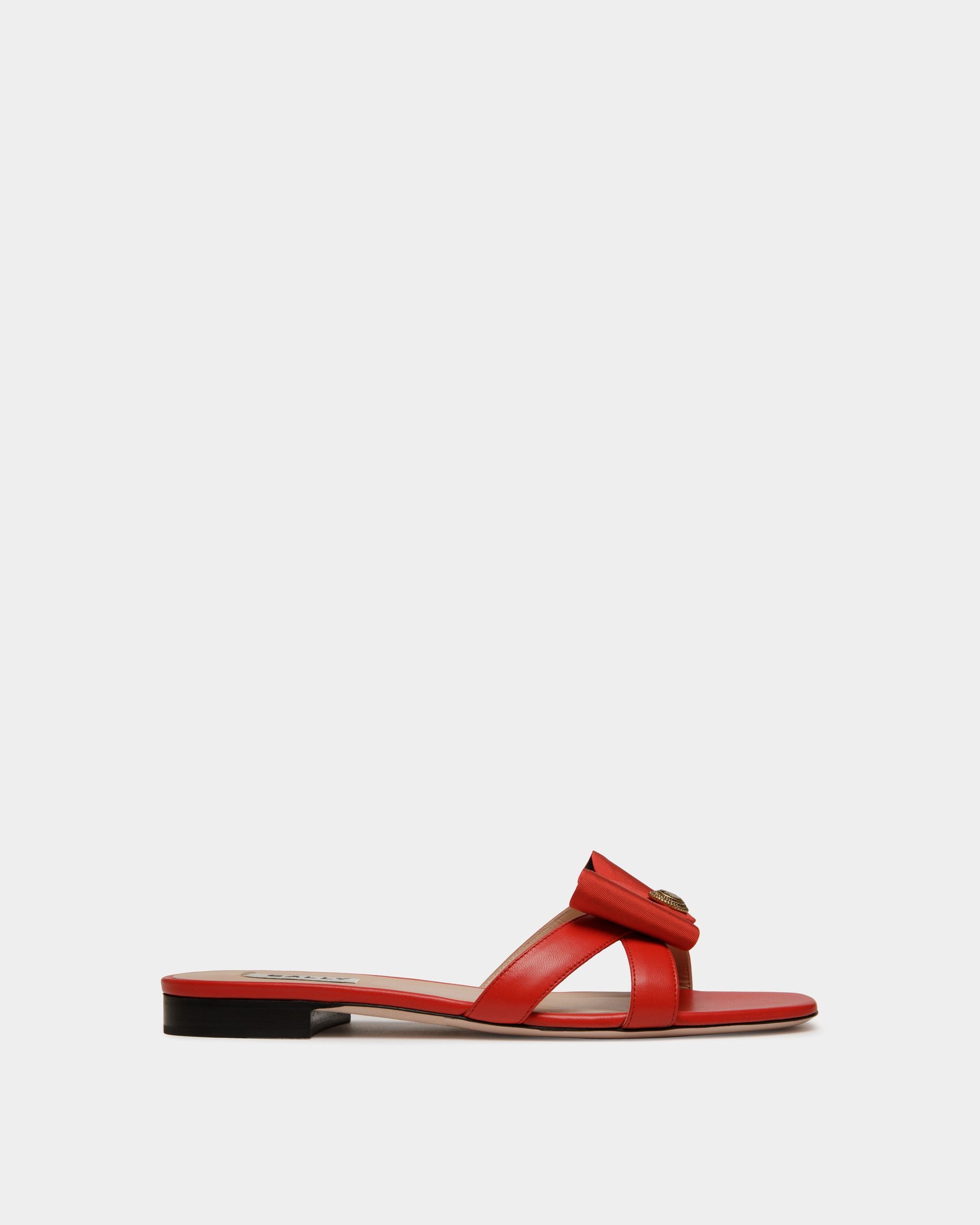 Sandalia Plana B-Bow De Piel Roja - Mujer - Bally - 01