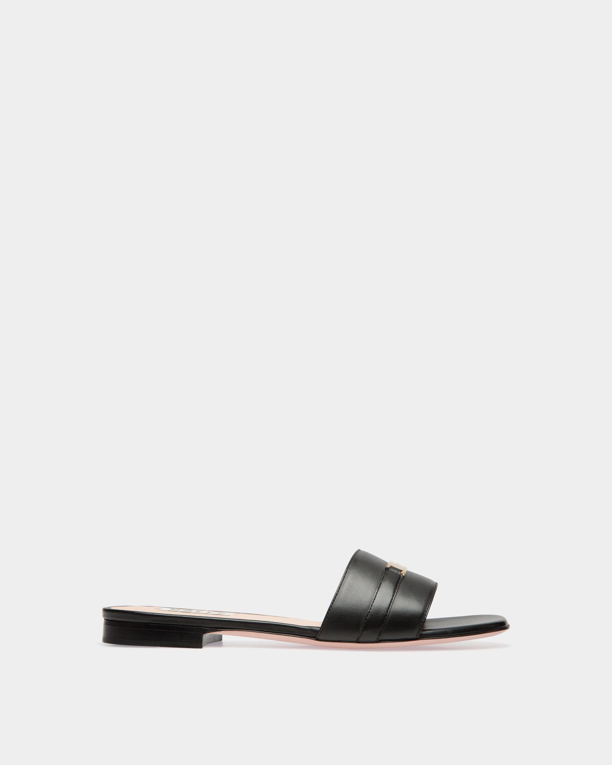Deco Flat Sandal in Black Leather - Damen - Bally - 01