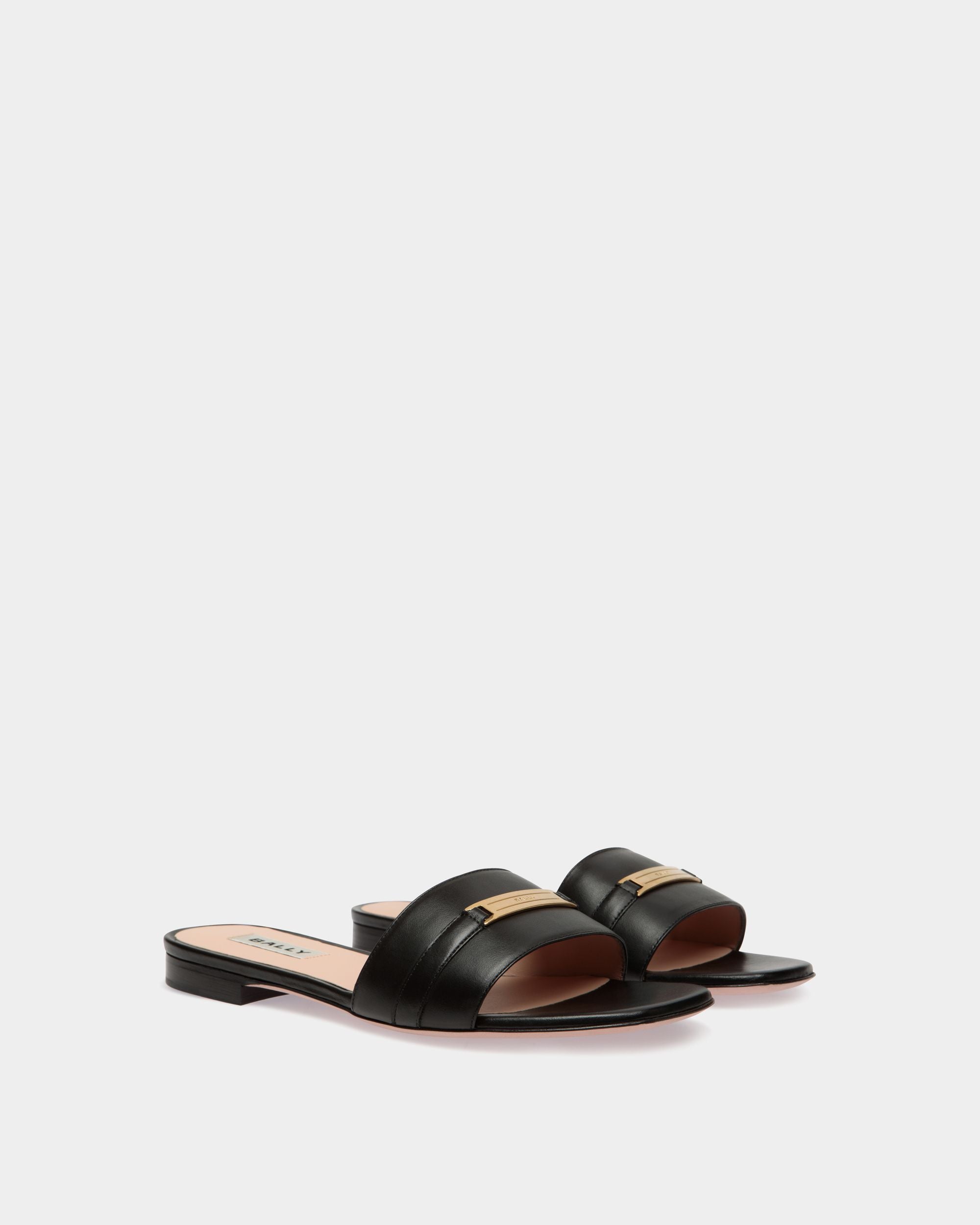 Deco Flat Sandal in Black Leather - Damen - Bally - 02