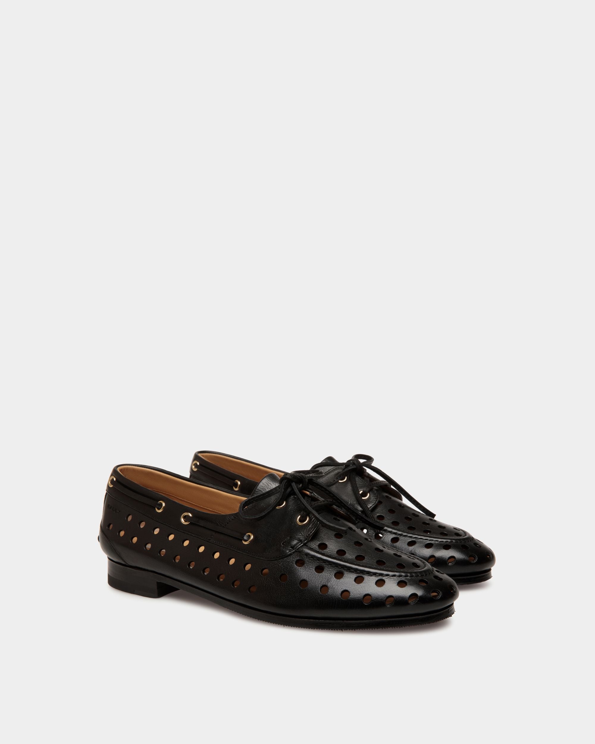 Mocassin Plume En Cuir Noir - Femme - Bally - 03