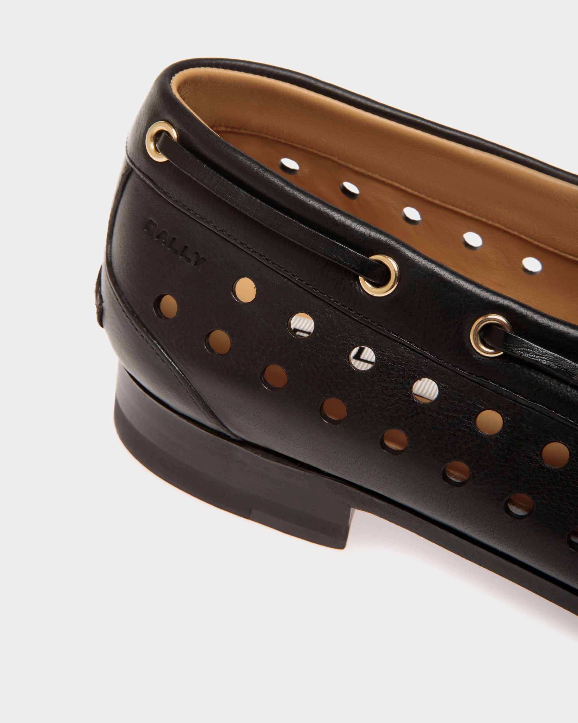 Mocassin Plume En Cuir Noir - Femme - Bally - 06