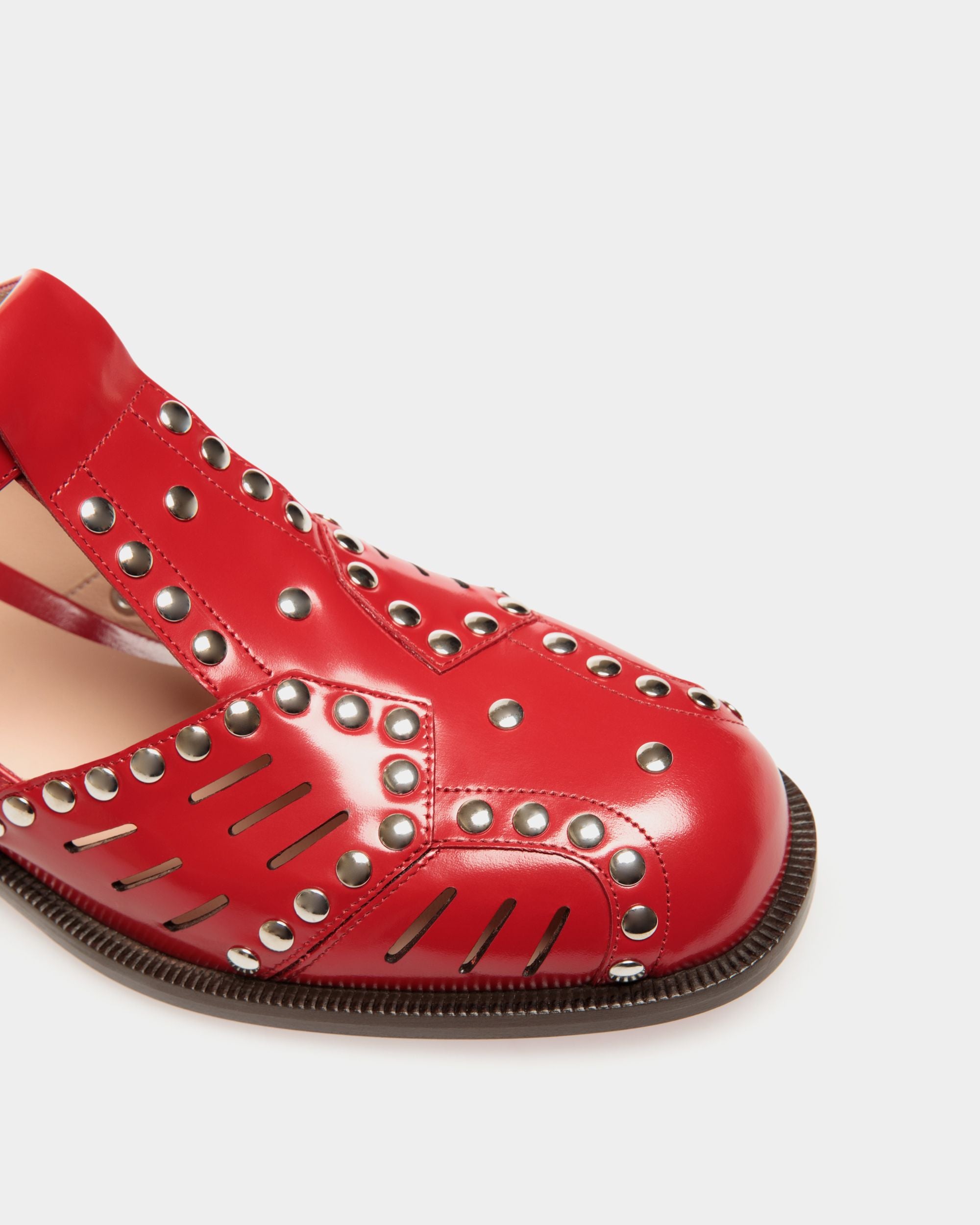 Flache Spiegel Sandale Aus Leder In Rot - Damen - Bally - 05