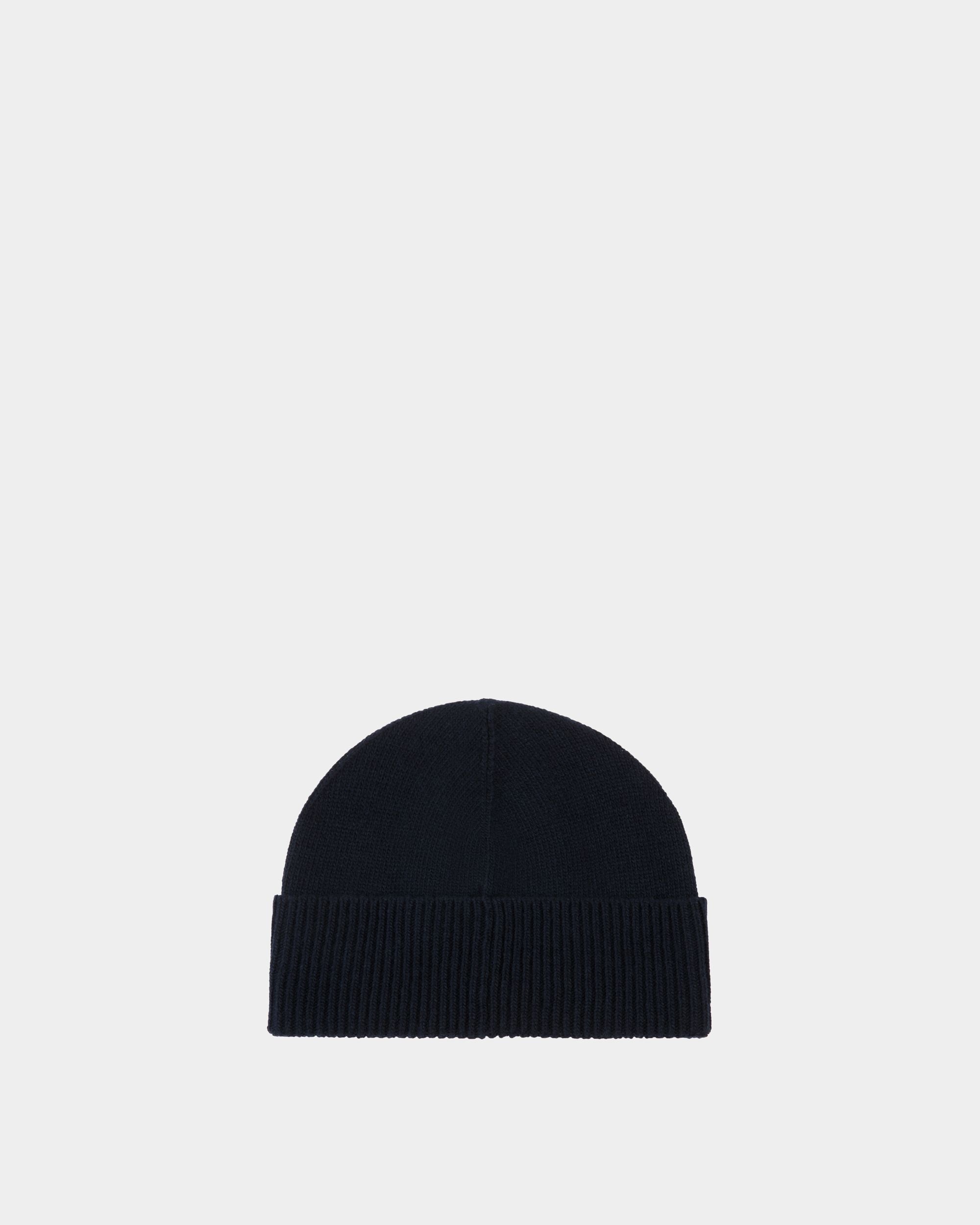 Bonnet Avec Logo En Laine Navy Blue - Femme - Bally - 03