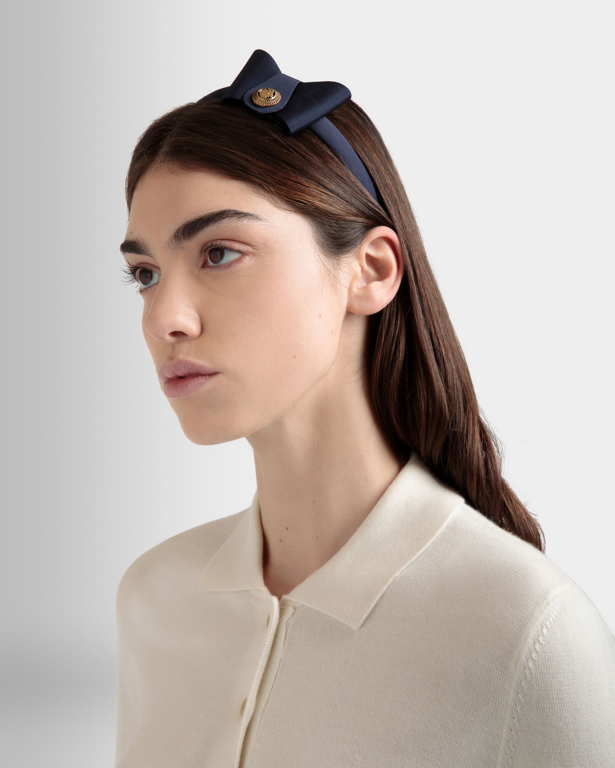 Stirnband Mit Bally-Schleife In Navy Blue - Damen - Bally - 02