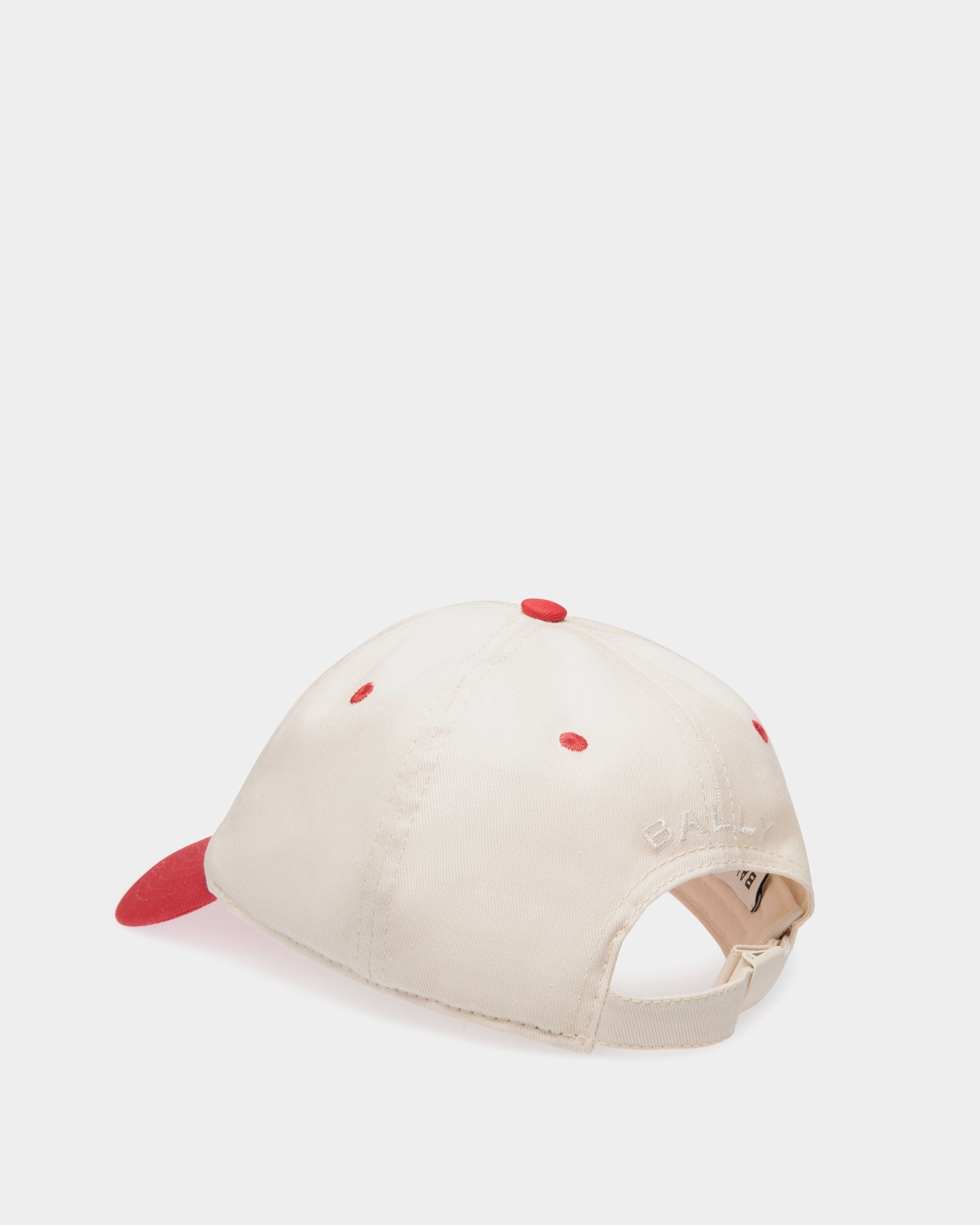 Baseballmütze Mit Bally-Cake-Stickerei Aus Baumwolle In Elfenbein Und Rot - Damen - Bally - 03