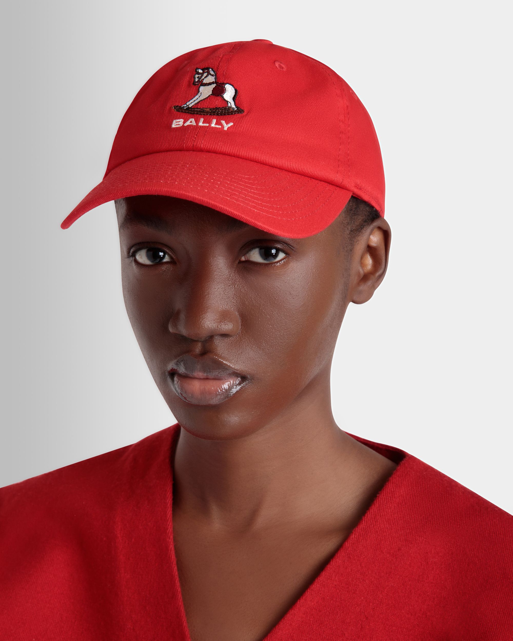 Casquette De Baseball Avec Beni Bischof Rocking Horse En Coton Rouge - Femme - Bally - 02