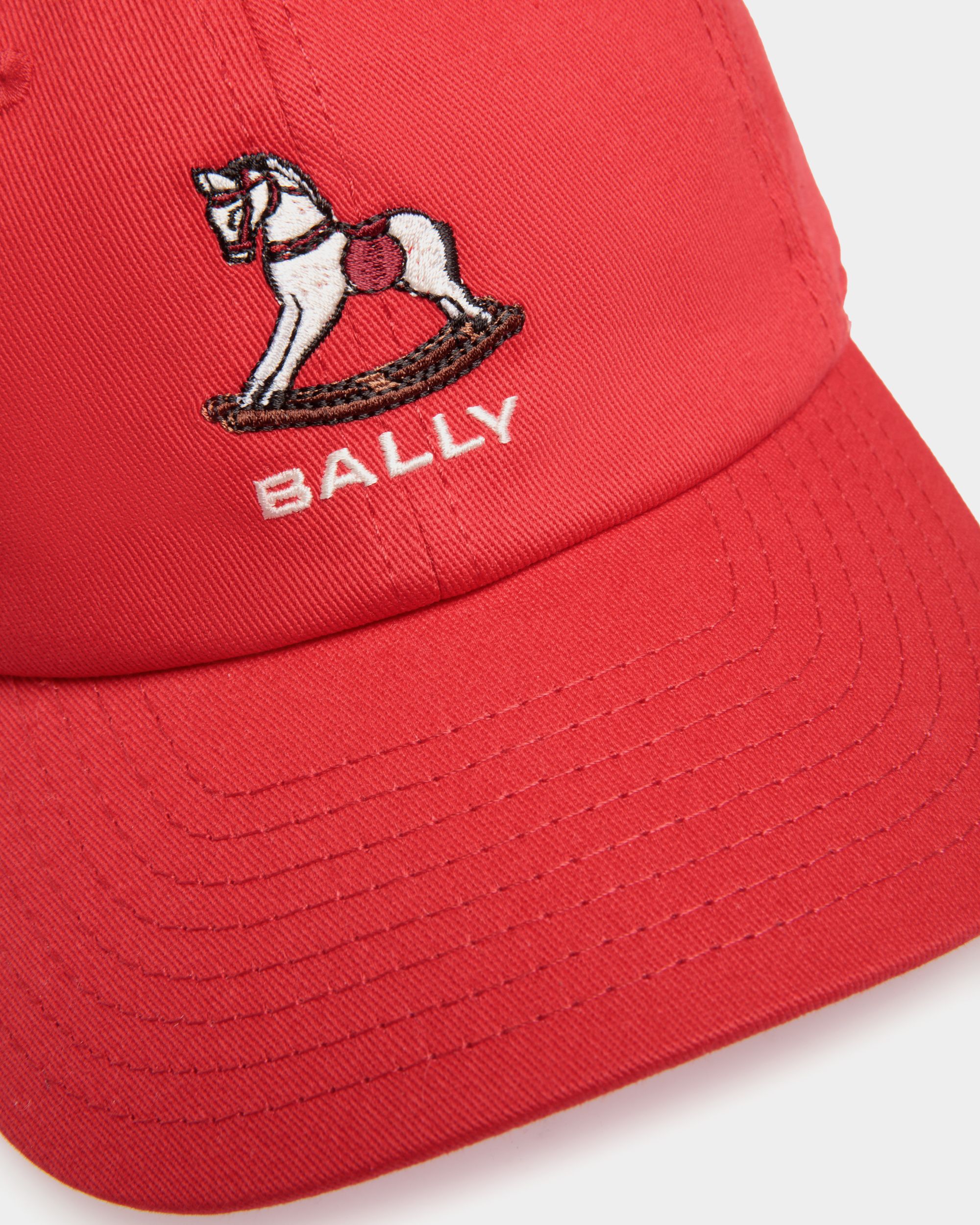 Casquette De Baseball Avec Beni Bischof Rocking Horse En Coton Rouge - Femme - Bally - 04