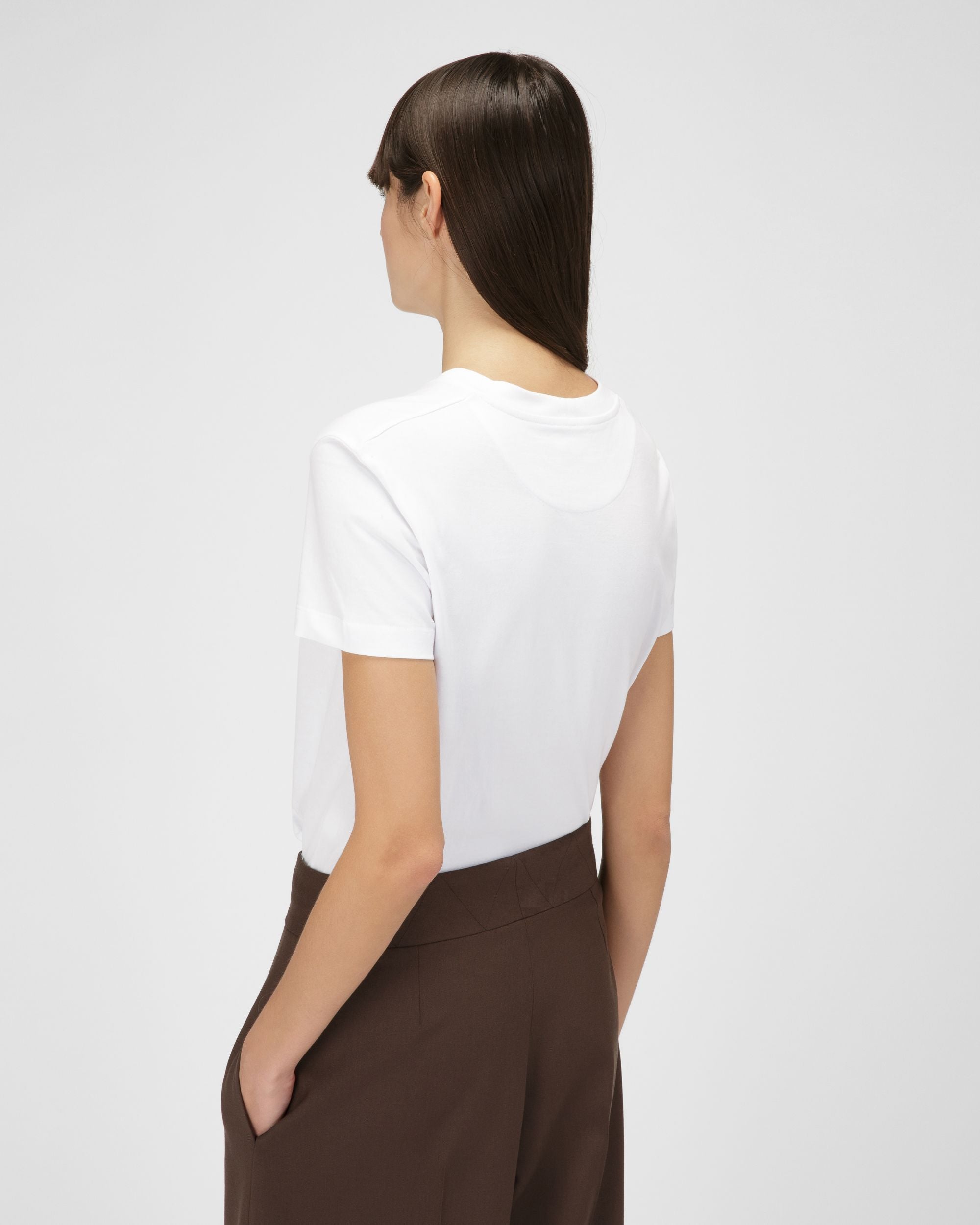 Organic Cotton T-Shirt In White - Women's - Bally - 04