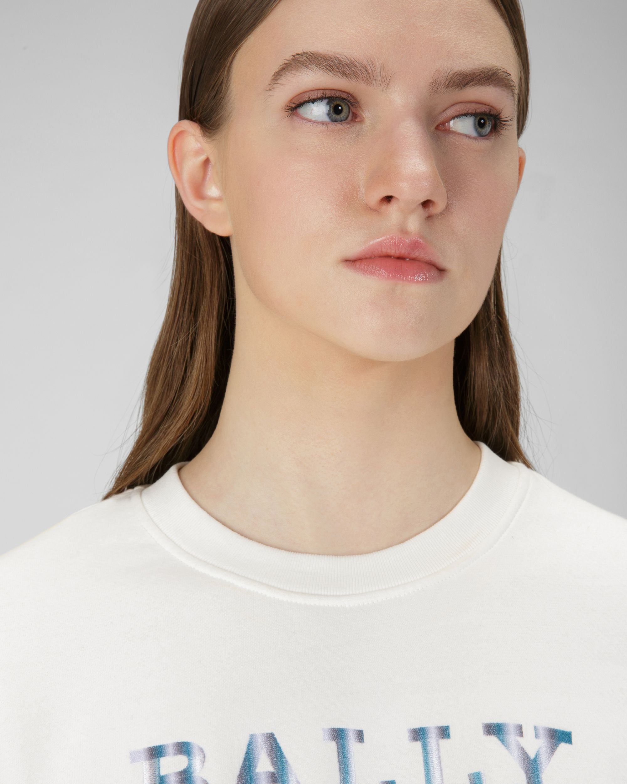 Organic Cotton Mix Sweatshirt In Bone - Women's - Bally - 02