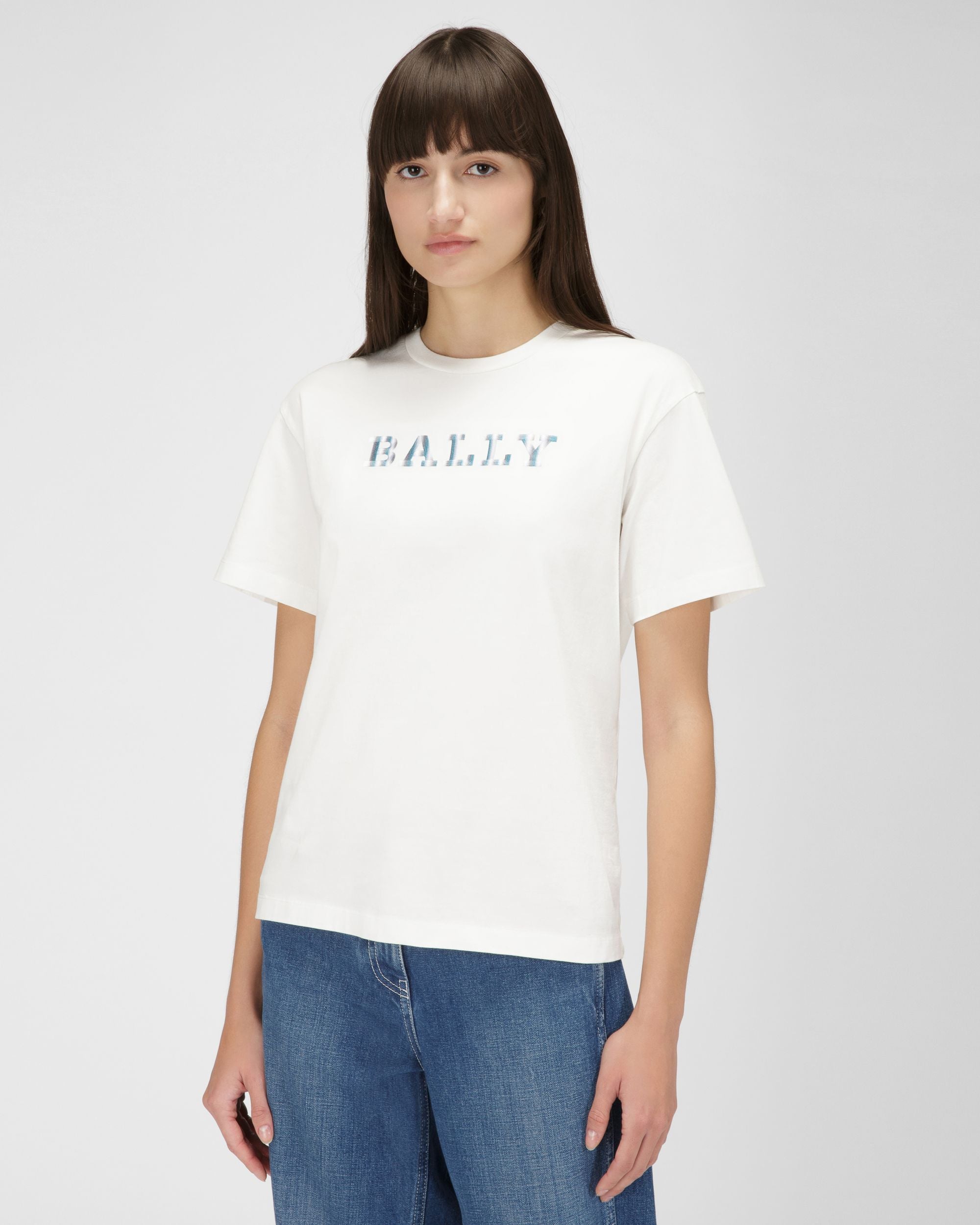 Organic Cotton T-Shirt In Bone - Women's - Bally - 01